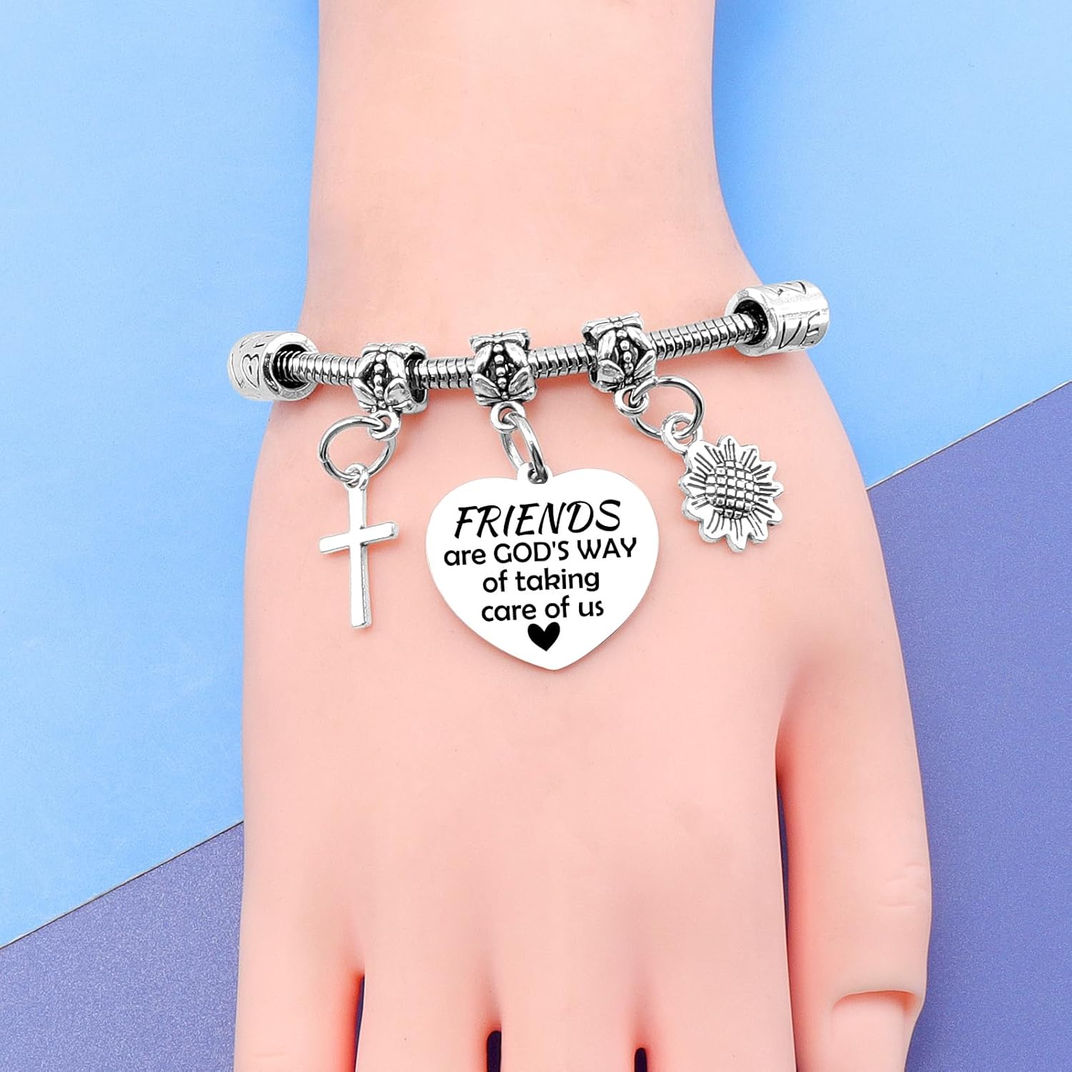 Christian Gift Bracelets for Friends Stainless Steel Bracelet Baptism Gifts for Women Bracelet Gift for Friends Encouragement Gifts Bracelets for Friend Sisters Bestie Christmas Birthday Presents - Image 2