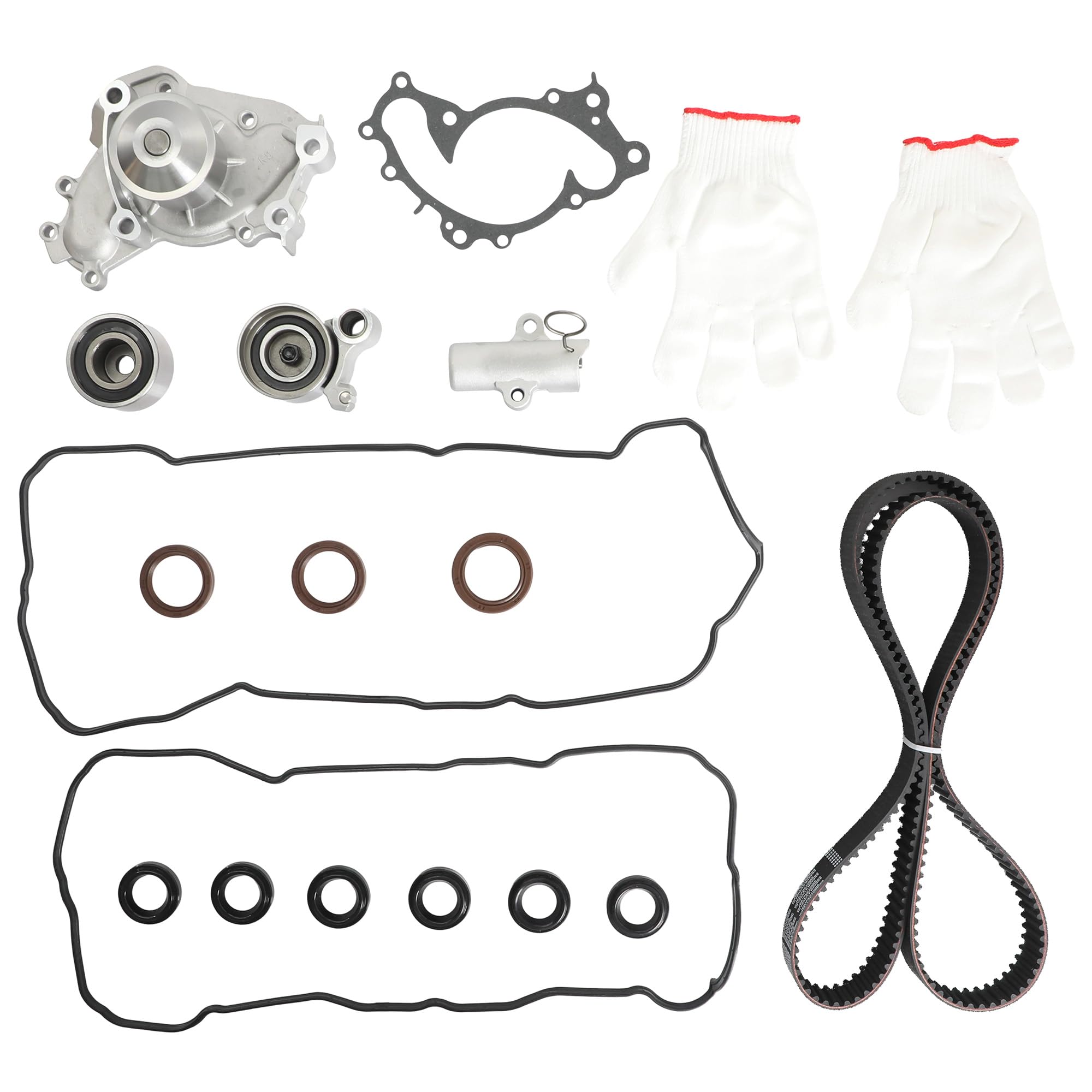 TKT-026 Engine Timing Belt Kit with Water Pump &amp; Valve Cover Gasket Set VS50588R, Fit 95-04 Lexus ES300 Toyota Avalon Camry 1MZFE