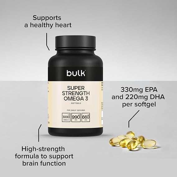 Bulk Super Strength Omega 3 Softgels, 1000 mg, Pack of 270