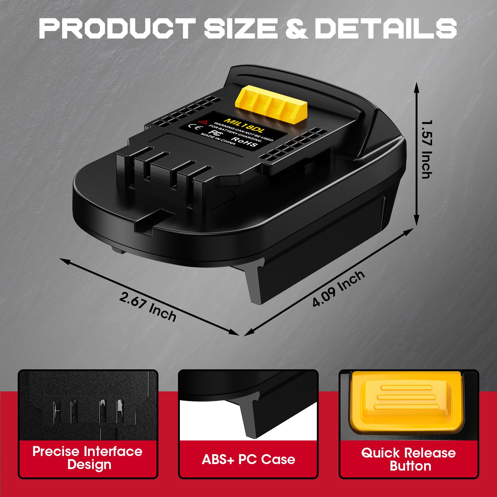 MIL18DL - Convertidor adaptador para batería Milwaukee a De Walt, para batería de litio Milwaukee M18 de 18 V convierte a batería de litio De Walt de 20 V, alimentación para herramientas inalámbricas