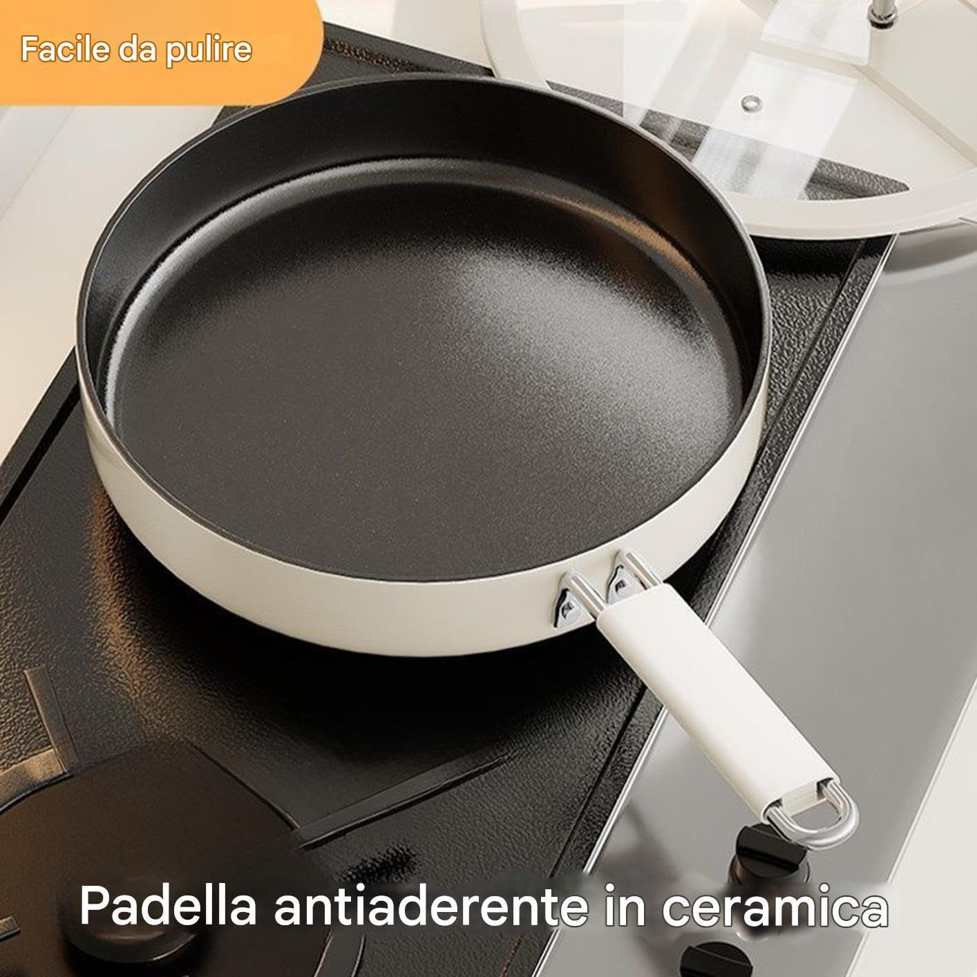 Non-Stick-Pfannen mit Deckel – Edelstahlpfannen nicht Stick | Pfanne zur Keramikbeschichtung von Titan-Kochtöpfen | Pfanne zum Kochen für Induktion | Kochutensilien | Keramikbeschichtetes Kochgeschirr Induktionsgeeignet Für Elektroherd Induktion Küchenzub