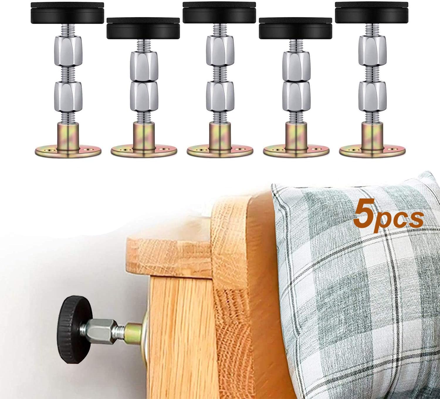 5 Sets Adjustable Bed Frame AntiShake Tool, Headboard AntiCollision