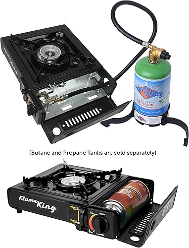 Miniatura 12 de Flame King Dual Fuel Butane & Propane Gas Camping Stove with Single Burner, Portable and Great for Outdoor Cooking, Backpacking