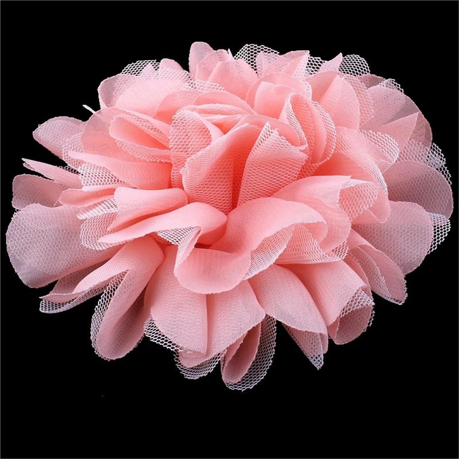 Bügelflicken 12 cm schicke große Mesh-Tüll-Stoffblume for süße Pastellfarben, Flatback-Chiffon for Stirnbänder(120Pcs)