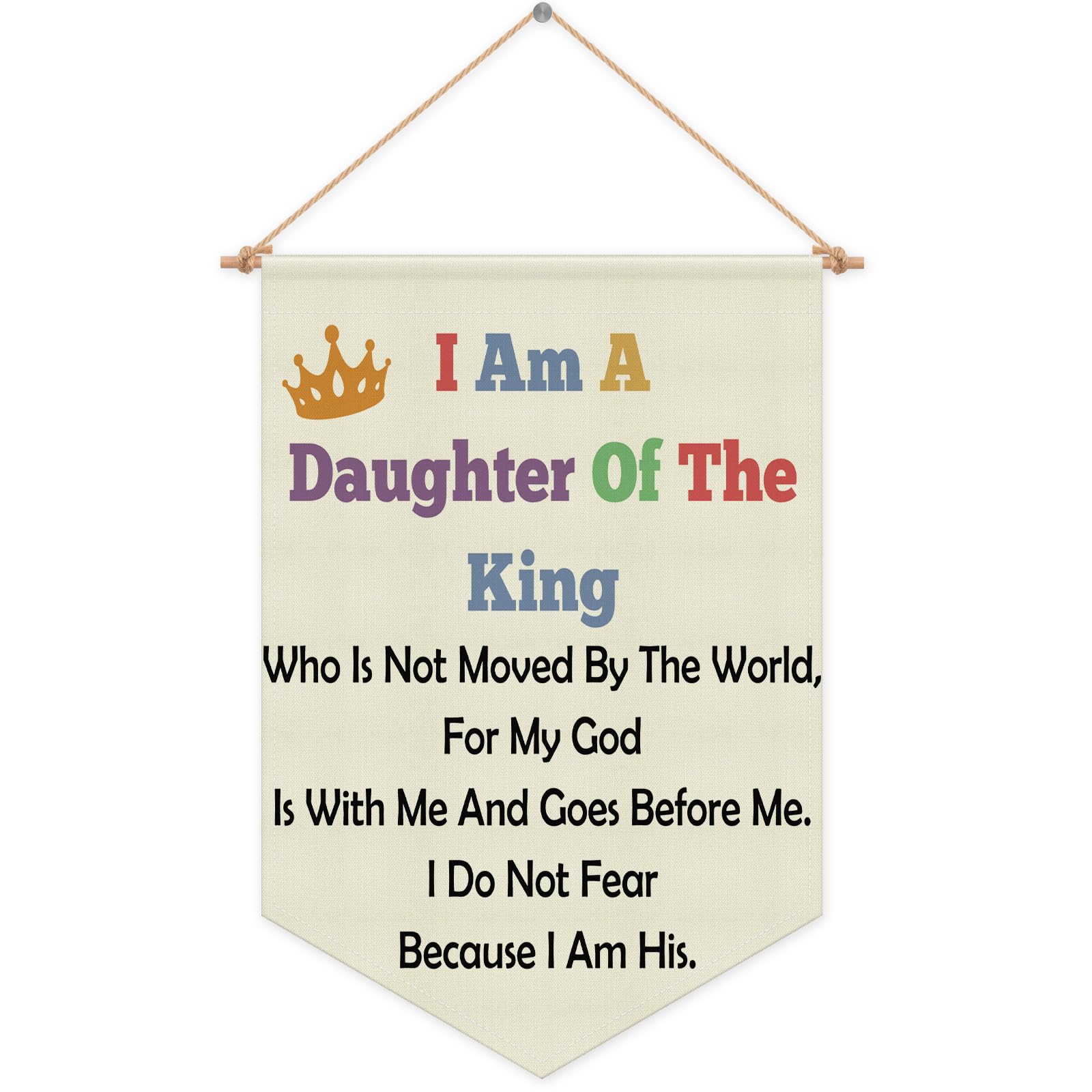 Christian Gifts Wall Decor Hanging Pennant Flag Banner Religious Gift Inspirational Christian Baptism Gift for Daughter Baby Girls Room Girls Bible Scripture Decor Christmas Birthday Present for Her