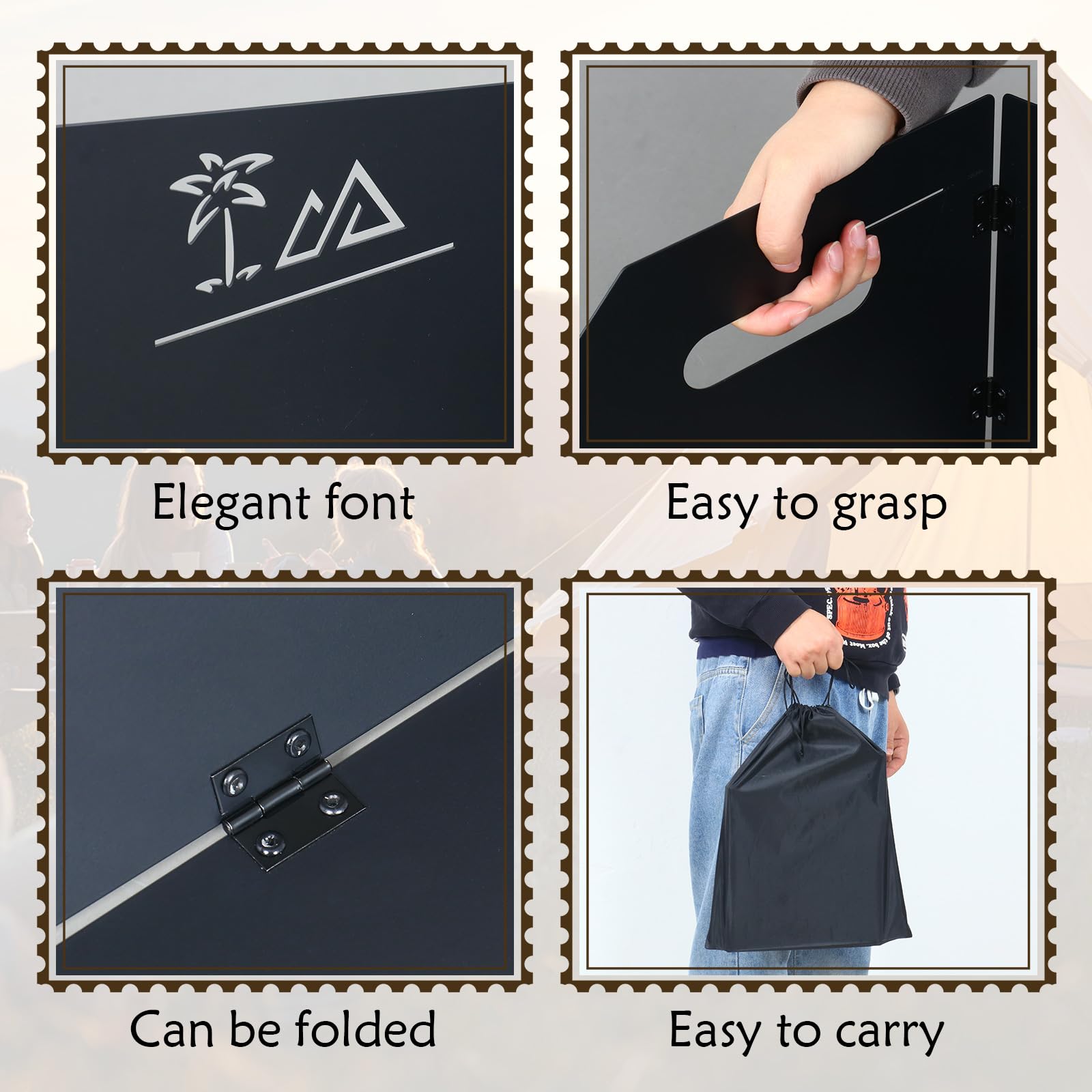 4 placas para estufa de camping, parabrisas, bloqueador de viento de metal, plegable, con bolsa de almacenamiento, pantalla de viento para estufa al aire libre, accesorios para camping,