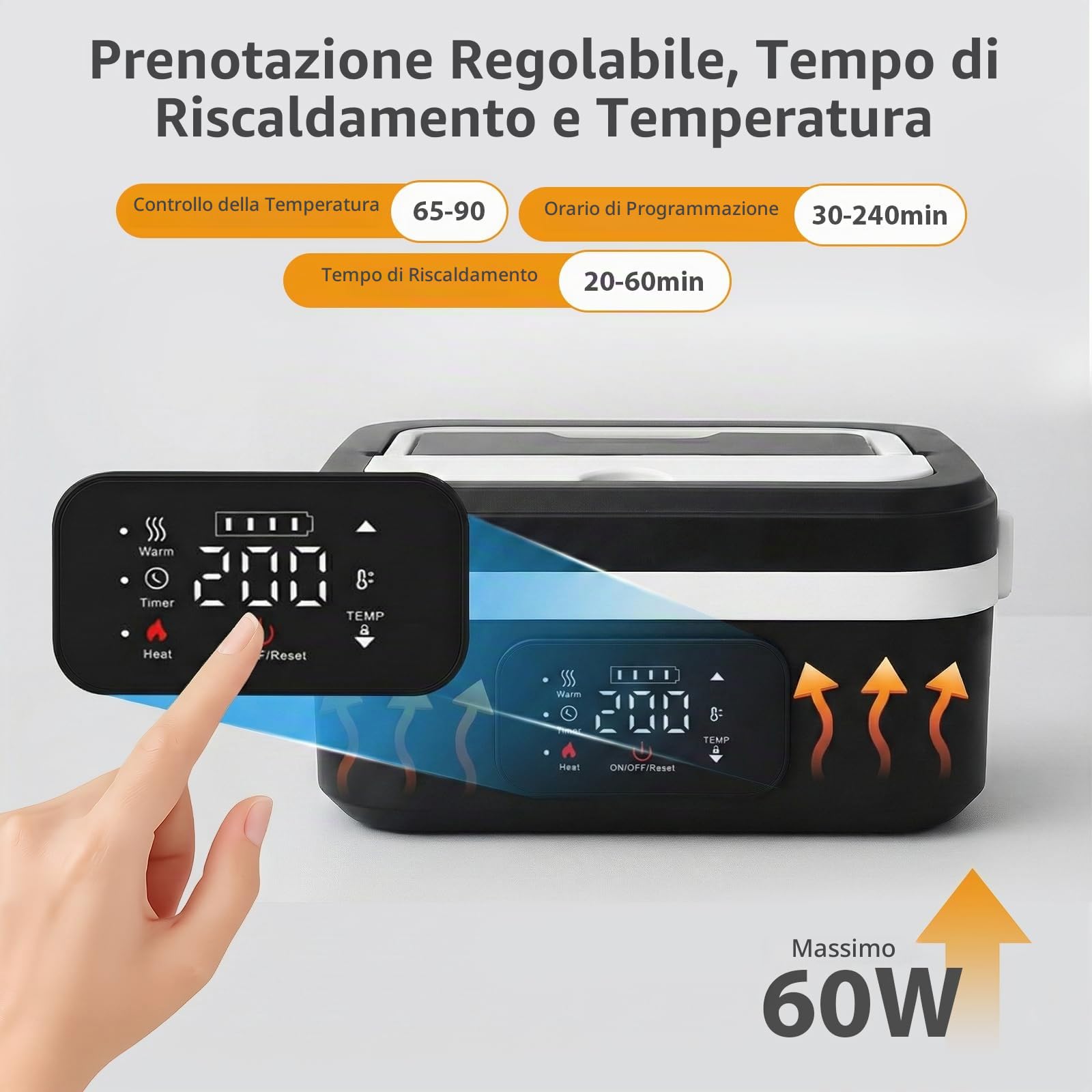 Scaldavivande Elettrico Portatile, Scaldavivande a Batteria Ricaricabile 1L Lunch Box Elettrico, Scalda Vivande per Adulti in Acciaio Inossidabile, Scaldavivande USB con Stoviglie e Borsa Termica