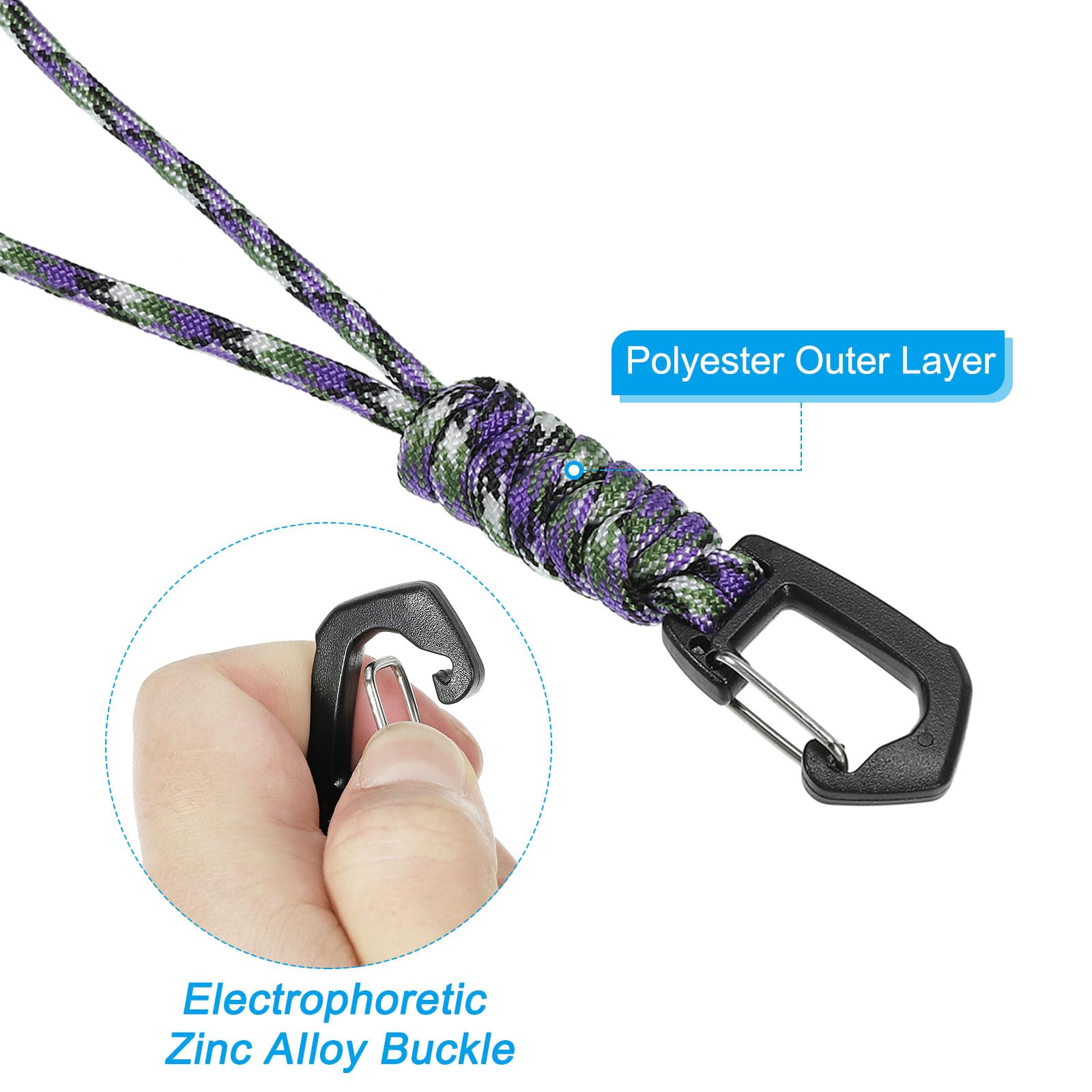 PATIKIL Badge Lanyard 8.6 Inch, Necklace Keychain Cord Metal Clasp Hook Ring Strap for Keys Whistle ID Card Badge Holder Camo Purple - Image 4