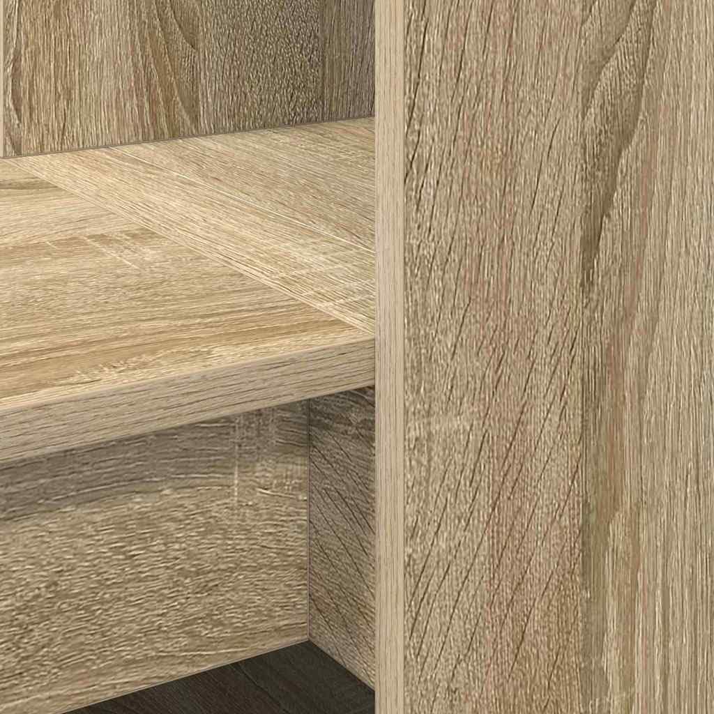 Schreibtisch Sonoma-Eiche 122 x 67 x 145 cm Holzwerkstoff mit Stauraum und Regalen für Büroorganisation und kreatives Arbeiten