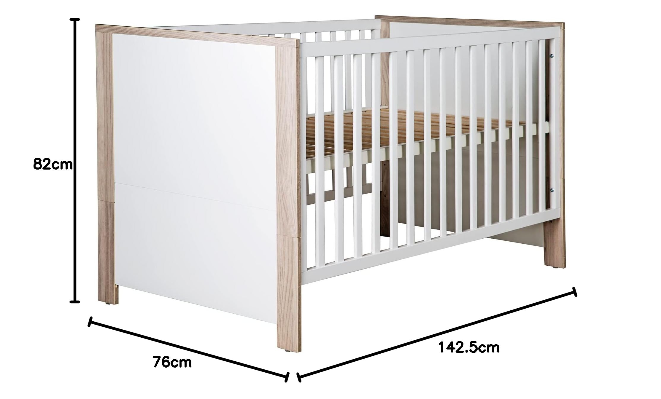 roba Lettino Combinato "Olaf", 70 x 140 cm, Regolabile in Altezza, 3 Barre di Scorrimento, Trasformabile, Bianco
