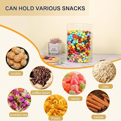 Miniatura 7 de Juego de 6 tarros de almacenamiento de vidrio, recipientes de almacenamiento de alimentos de vidrio transparente con tapas de bambú herméticas.