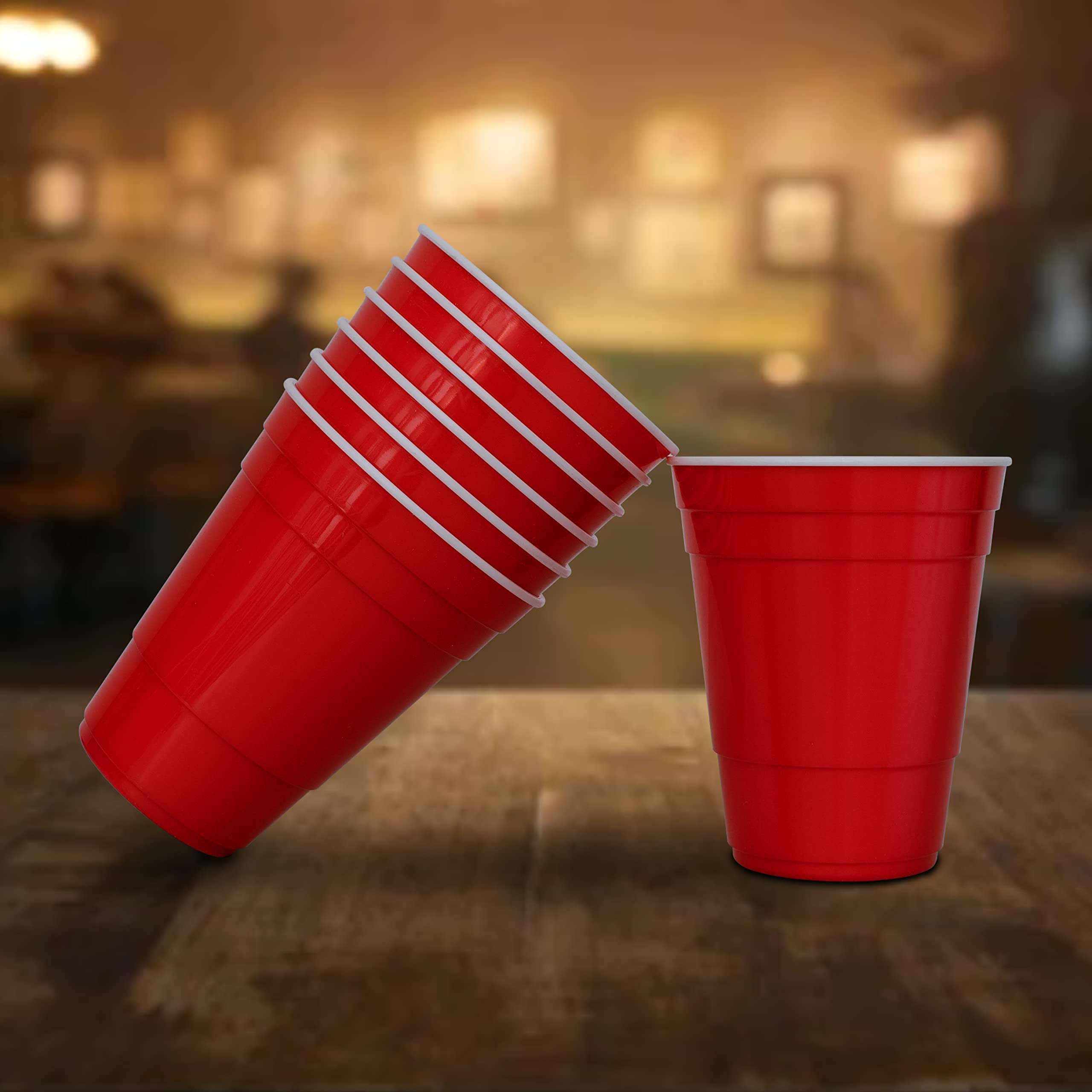 VISN Cups - Red Cups aus Hartplastik | Spülmaschinengeeignet | Nachhaltige & Wiederverwendbare Mehrwegbecher | 22 Stück | 473ml (16oz)