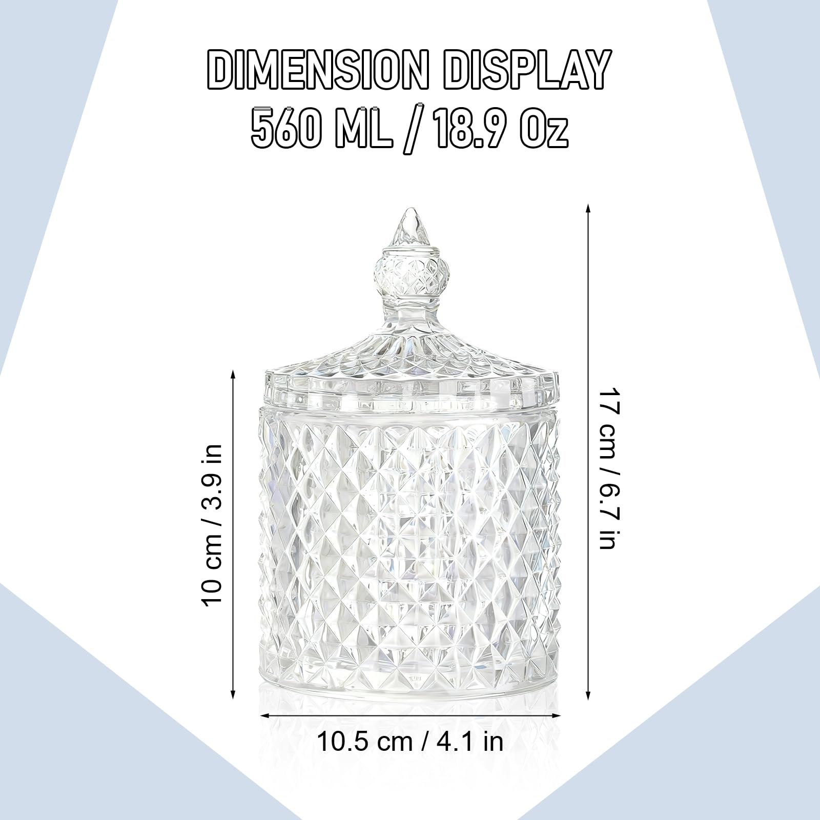 Confezione da 4 barattoli in vetro per caramelle con coperchi, barattoli decorativi in cristallo, barattoli in vetro per biscotti, zuccheriere per buffet, cucina, casa, bagno, scrivania dell'ufficio