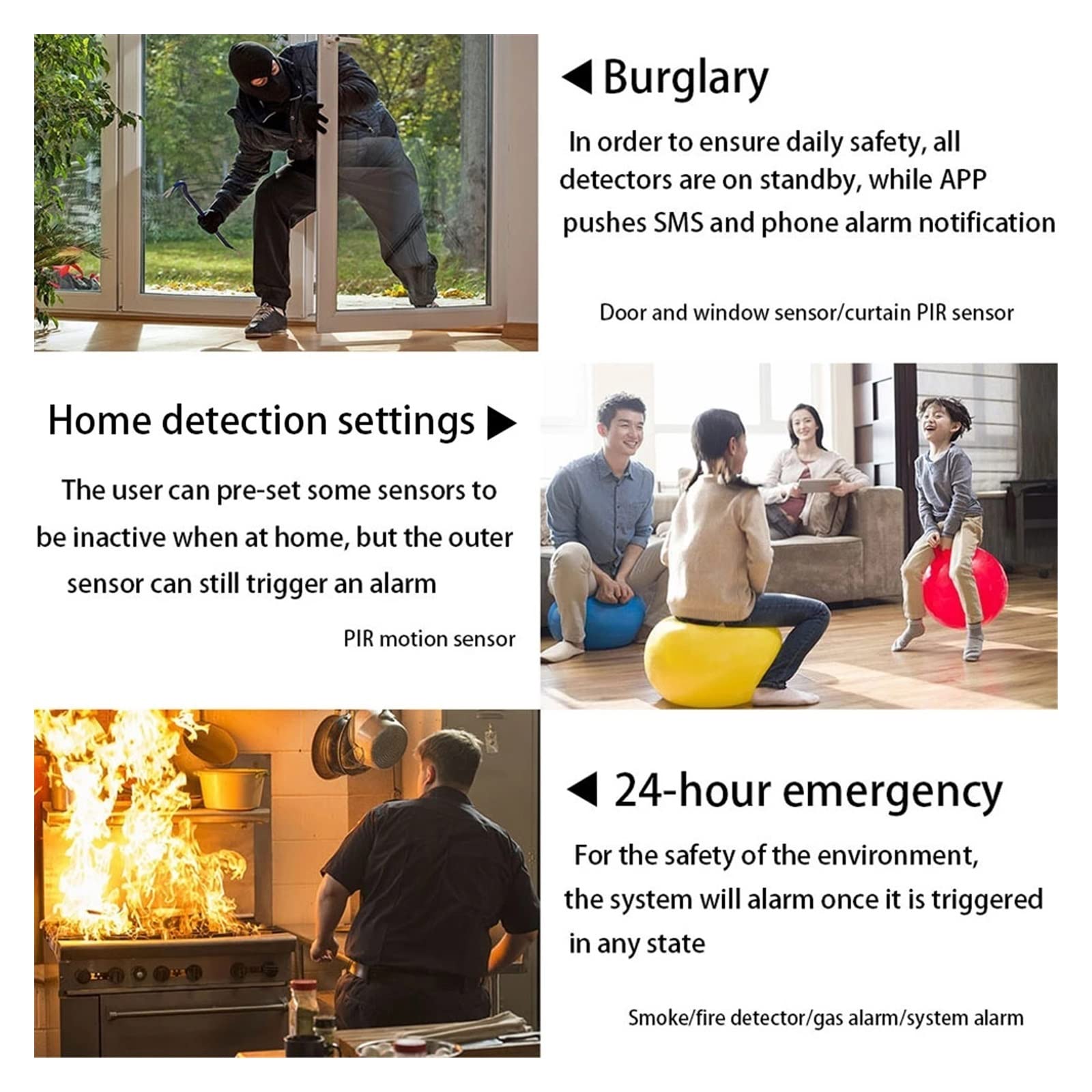G60B Sistema de Alarma en el hogar WiFi gsm Tuya Smart Home Garage ladrón Detector de Movimiento de Seguridad Sensor de Puertas de Humo Teclado inalámbrico(B)