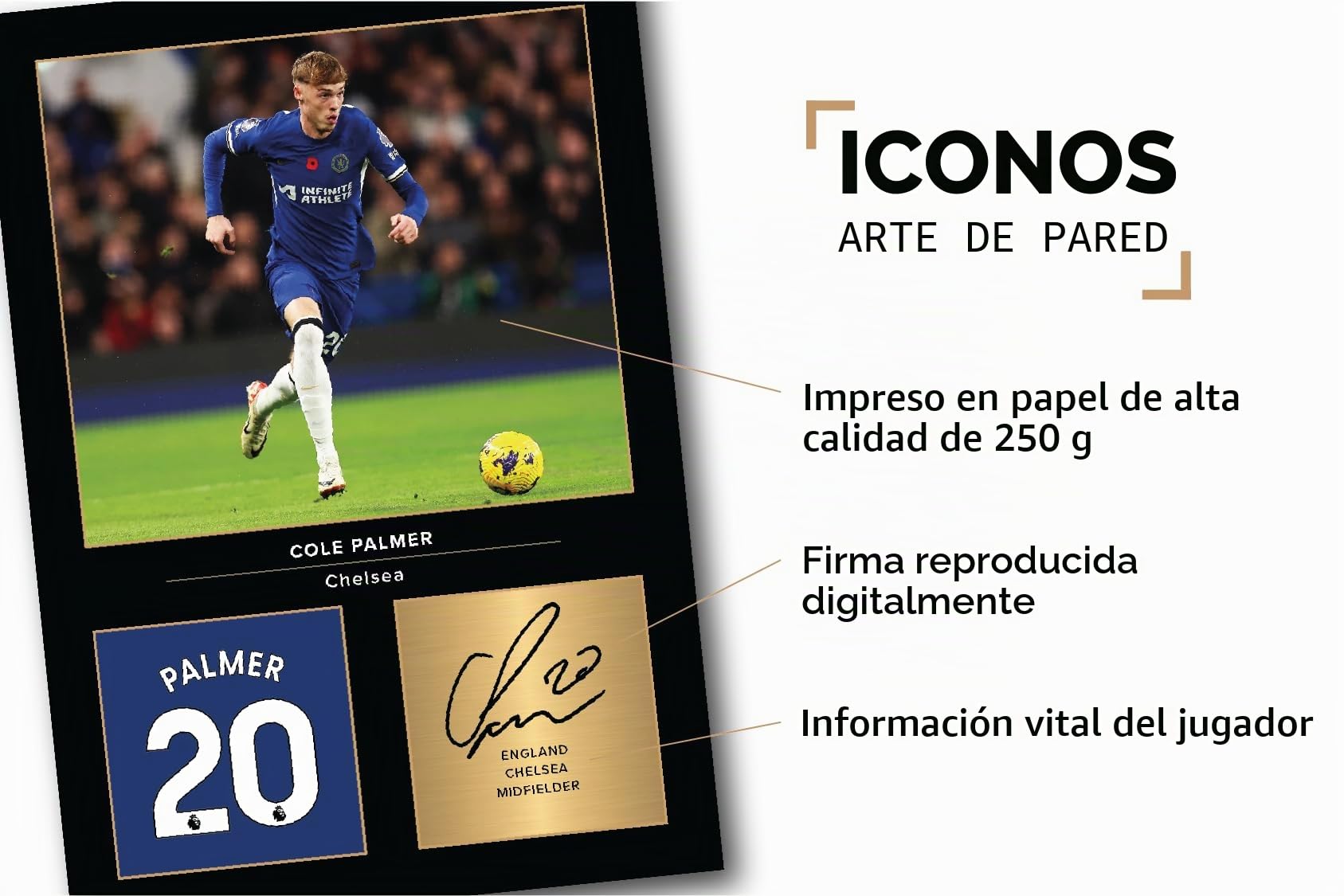Icons Wall Art Foto firmada del Real Madrid Kylian Mbappé, tamaño A4, regalo para fans del Real Madrid reproducida digitalmente firmada sin marco