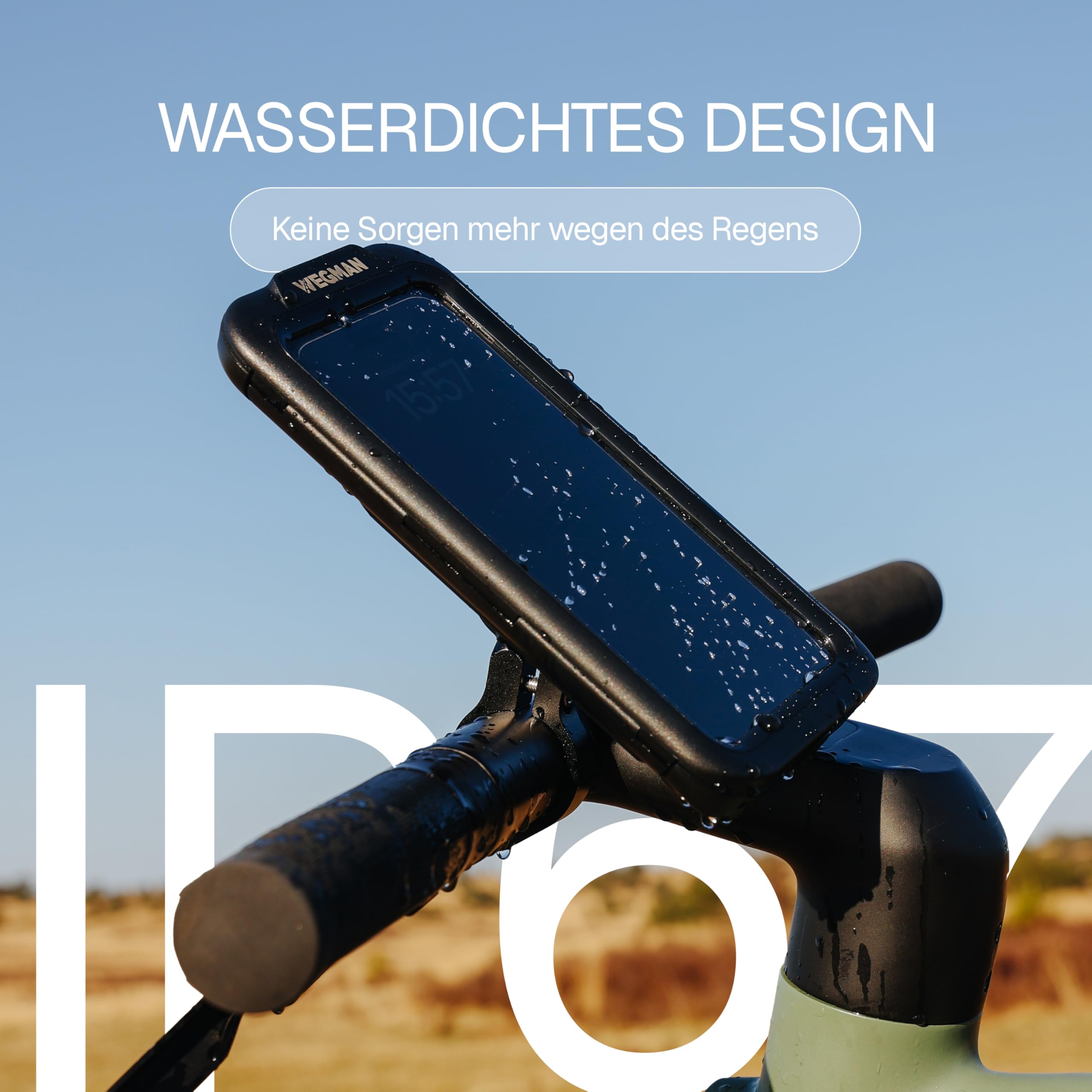 Wegman Handyhalterung Fahrrad Motorrad (Wasserdicht IP67) 360° Dreh & Kippbar, Touchscreen Bedienbar, Vibrationsdämpfend, Fahrradlenker, Smartphone Halterung für E-Bike, Rennrad, Roller & E-Scooter