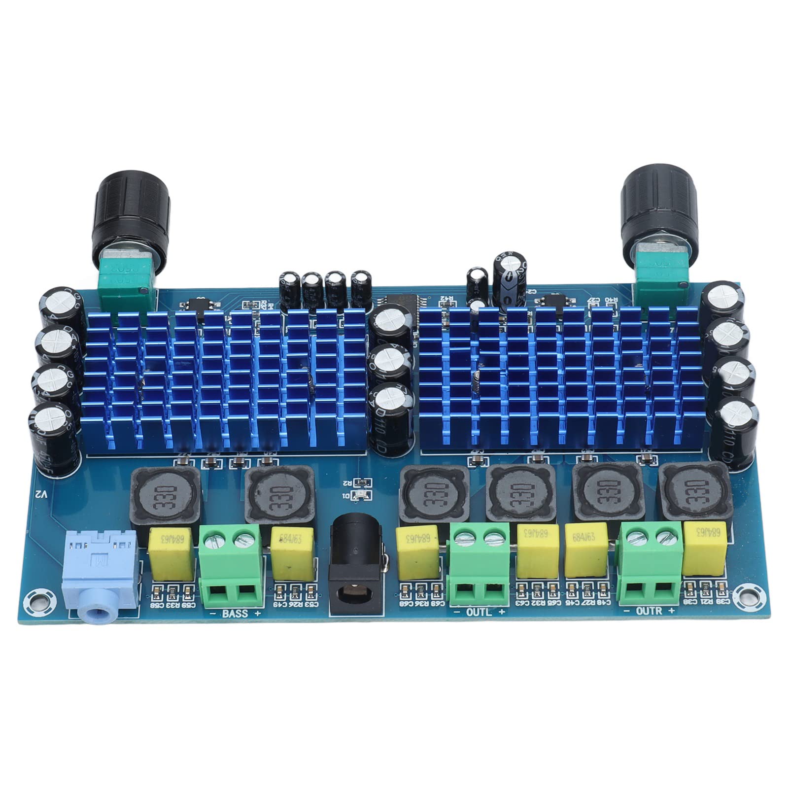 Płyta cyfrowego wzmacniacza mocy Dwukanałowy moduł wzmacniający dźwięk basowy 2.1 DC 12 V do 24 V z wejściem AUX dla telefonów MP3 i komponentów komputerowego sprzętu audio Model