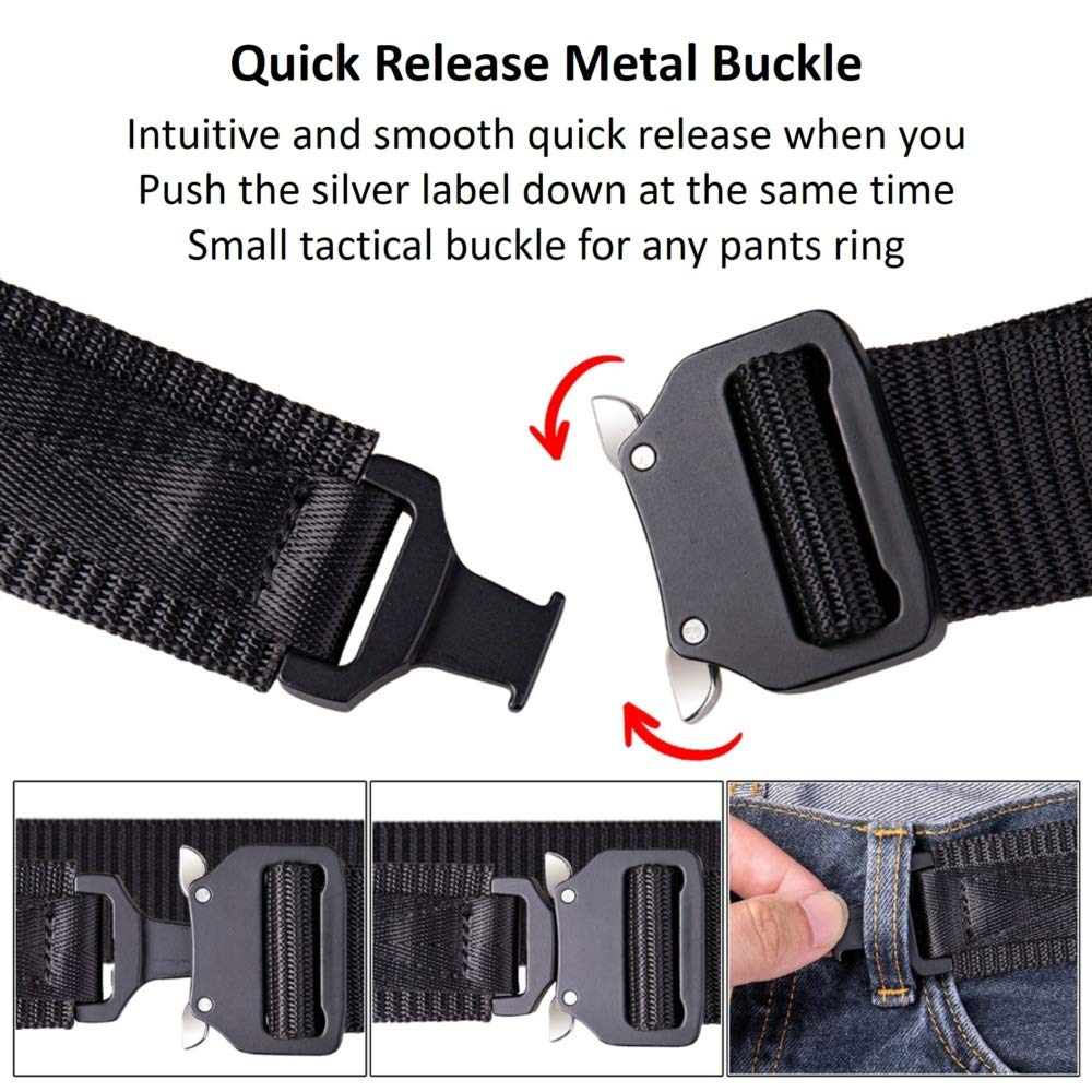 MOZETO Taktischer Gürtel, Unisex Militär Gürtel mit Schnellspanner Metallschnalle, Nylon Gürtel für Outdoor, Arbeit, Militär, Freizeit, Jagen - Gift Packaging