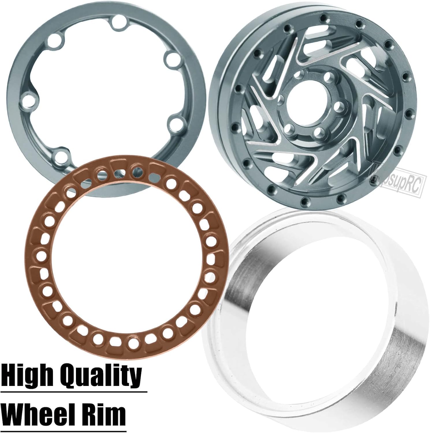 RC 1.3 Dually Beadlock RC Wheel Rim for 1/24 1/18 SCX24 FCX24 TRX4M Ascent-18 RC Crawler,Aluminum 1.3 Dually Beadlock Wheels Rims w/Adjustable Offset (4PCS) Titanium