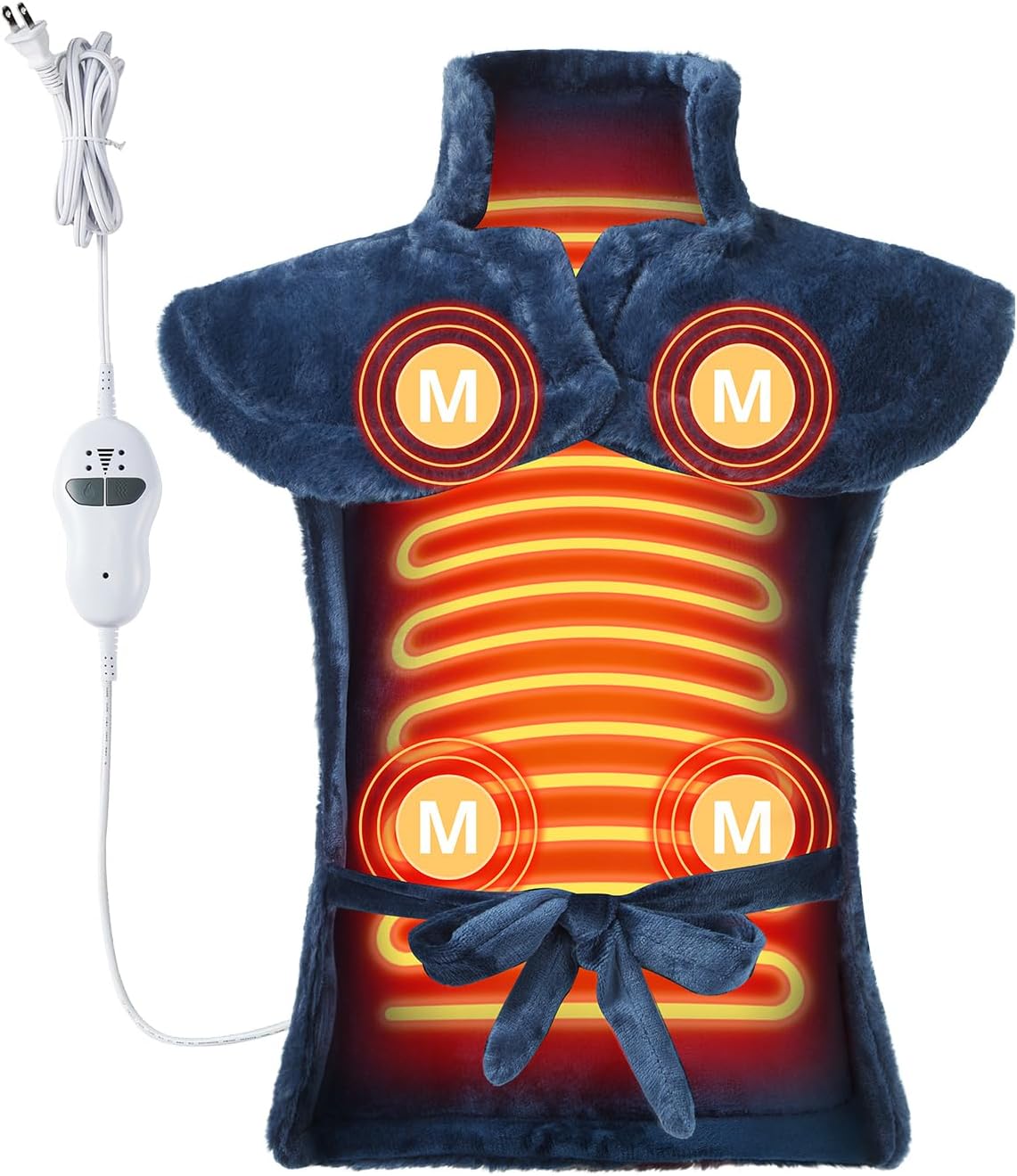 Massaging Heating Pad for Neck and Shoulders and Back, Vibrating Heating Pad for Back, 24" x 35" Large Heating Pad with 8 Massage Combinations, 2 Heat Levels, Mother's Day & Birthday Gifts