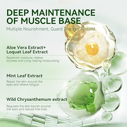 Miniatura 6 de BREYLEE - Máscaras de ojos de aloe vera - 60 piezas - Reduce los ojos hinchados y las ojeras, reafirma y mejora la piel debajo de los ojos,