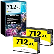 712XL 712 Yellow Ink Cartridge Replacement for HP 712 XL 712XL Yellow Ink Cartridge 3ED69A for DesignJet T650 T630 T230 T250 T210 & Studio Plotter Printer 2-Pack