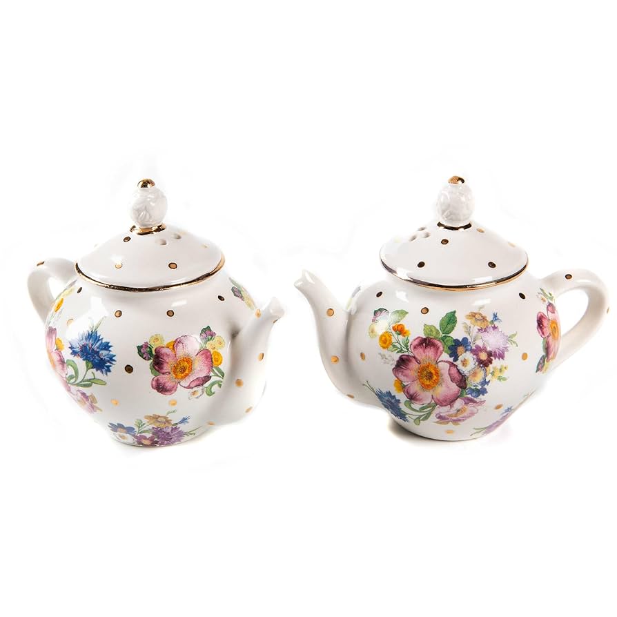MACKENZiE マッケンジーチャイルズ ティーポット ペッパー入れセット Amazon.com: MACKENZIE-CHILDS Teapot Salt and Pepper Shaker