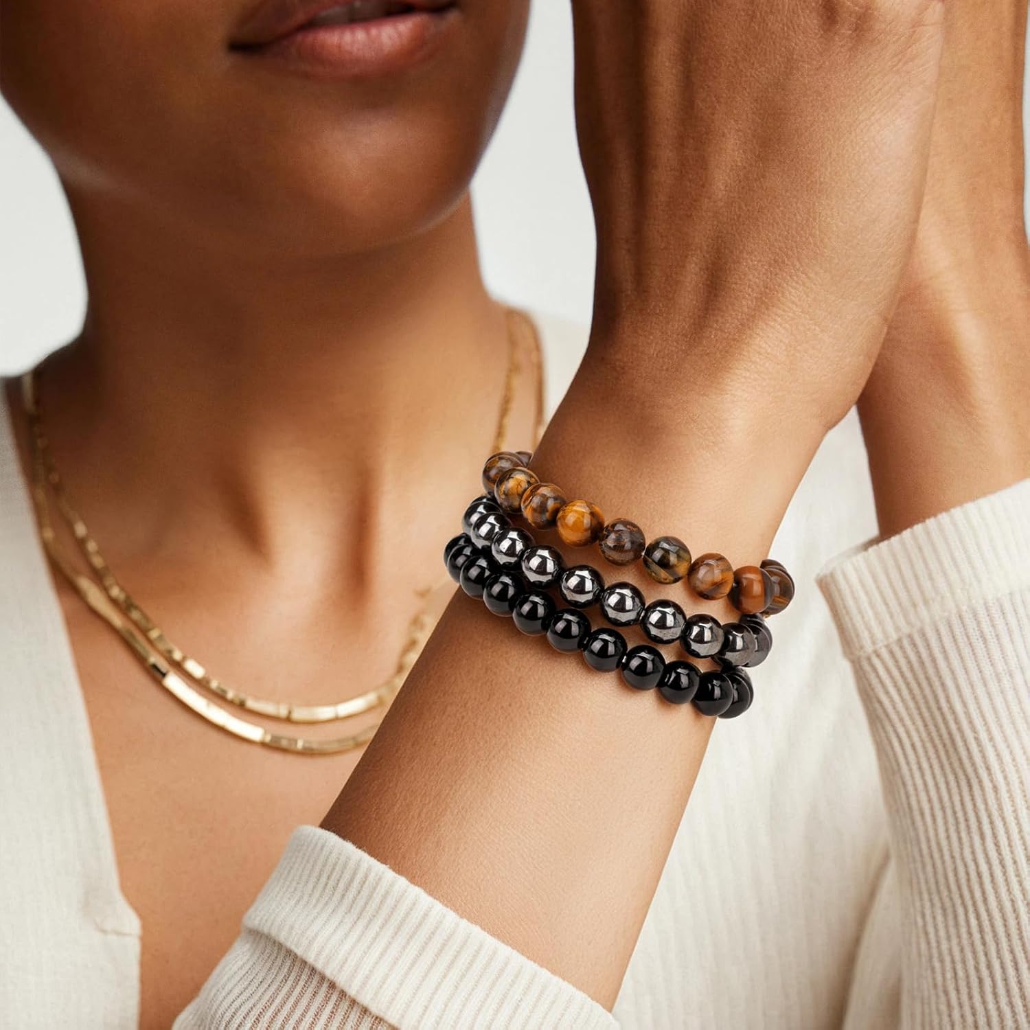 3PCS Healing Crystal Bracelets for Women Men 8mm Natural Stone Beaded Stretch Bracelet Handmade Gemstone Reiki Spiritual Jewelry Gifts - Image 5