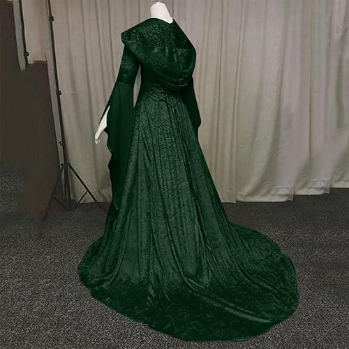Miniatura 3 de Vestido gótico para mujer con capucha medieval, traje con corsé, renacentista, vestido victoriano