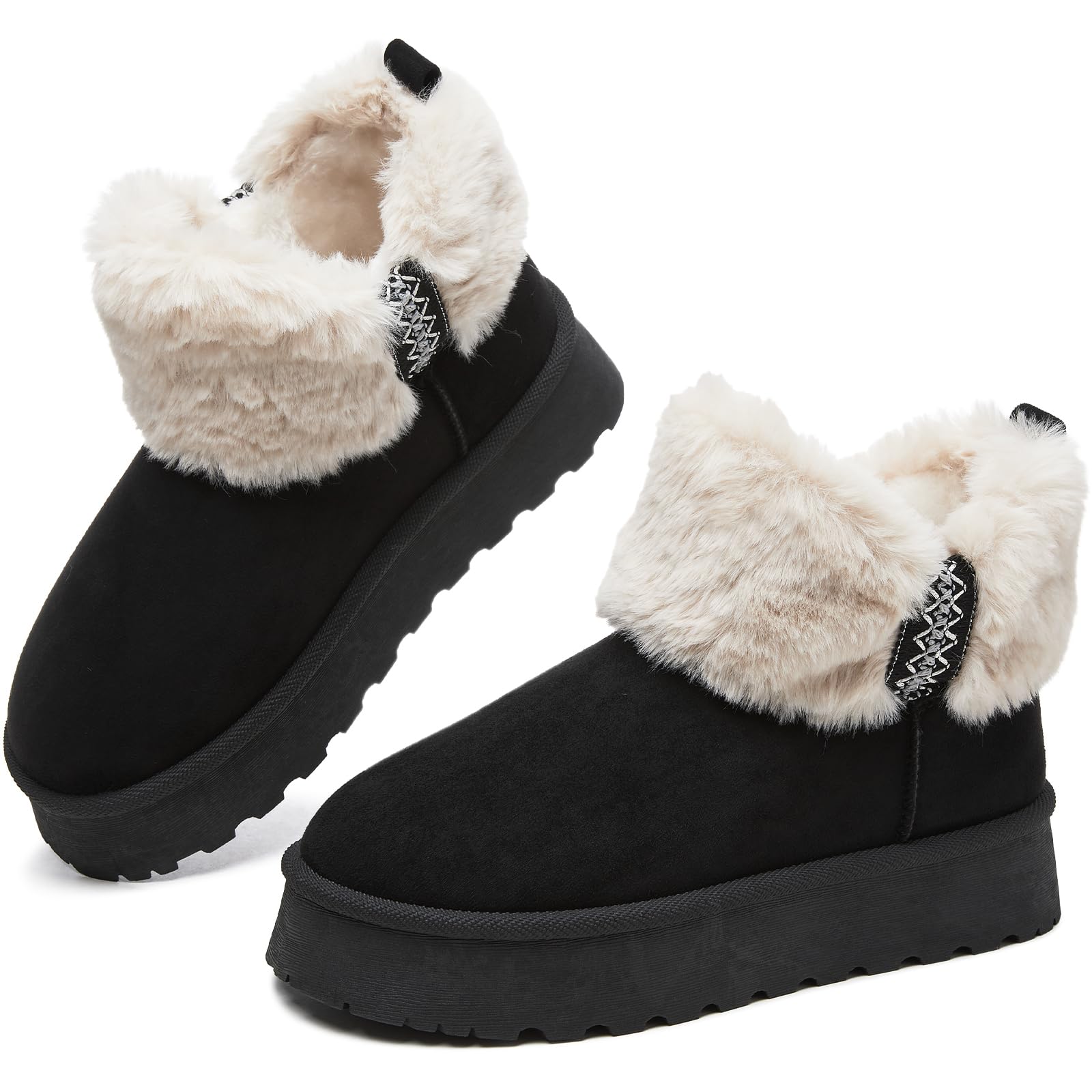 Waluzs Winter Boots for Women Snow Boots Platform Ankle Boot Fuzzy Mini Boot Cute Winter Shoes