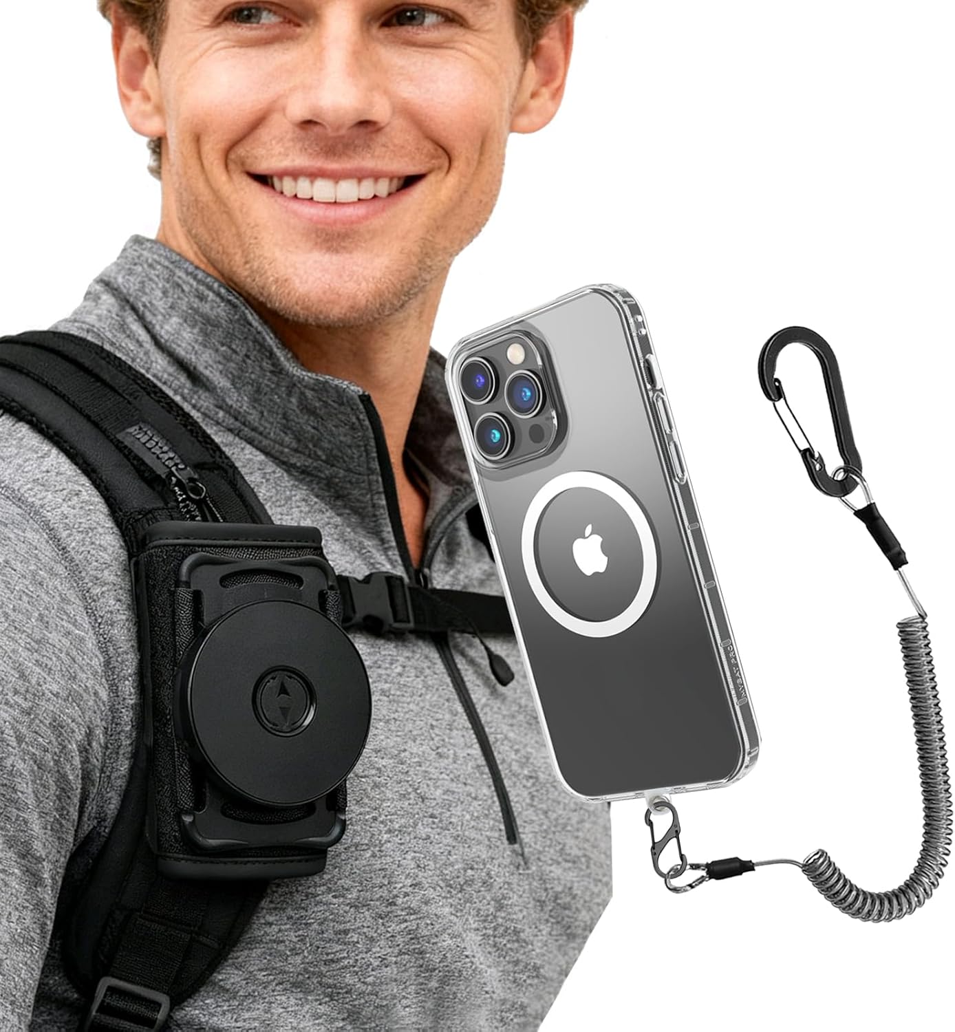 Magnetic Phone Holder for Shoulder Strap,Phone Backpack Clamp Mount,Compatible with iPhone 16/15/14/13/12,Fit Hiking/Climbing/Outdoor and Free Your Hand - Image 9