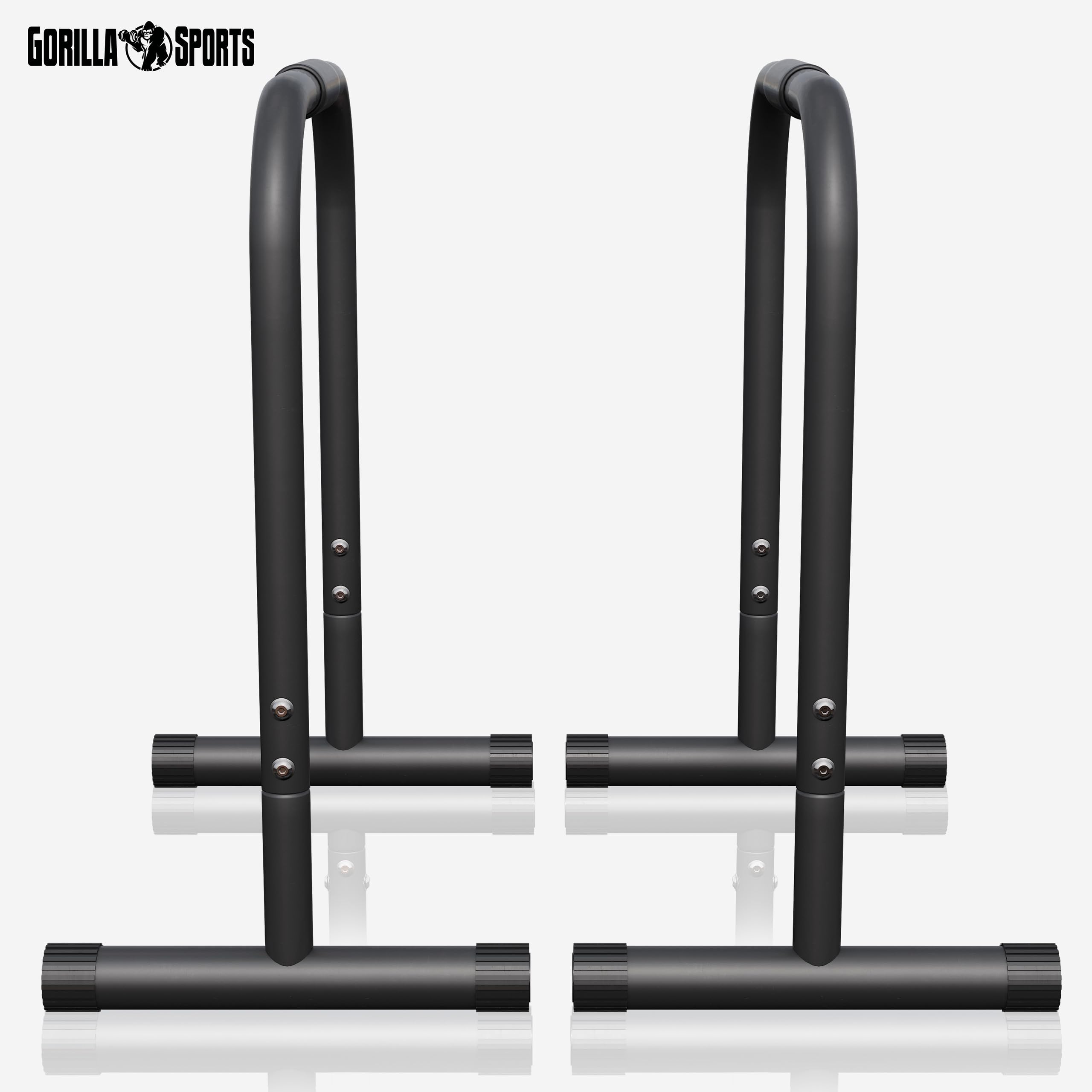 GORILLA SPORTS® Barres Parallèles - Paire, Hauteur 73 cm, Charge Max 200kg, Acier Haute, Noir/Bleu/Rouge - Station de Dip Parallettes, Dips Stand, Calisthenics, Push Up Bars, Musculation, Fitness, Gym