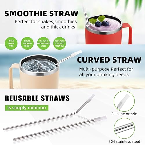 Miniatura 4 de Vaso aislado de 24 onzas con asa, taza de café aislada al vacío de doble pared con tapa y popote, a prueba de fugas (rojo)