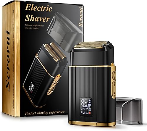 Afeitadoras eléctricas de alta velocidad para hombres, cuchillas flotantes dobles de alta velocidad, IPX6, impermeable, secohúmedo, afeitadora