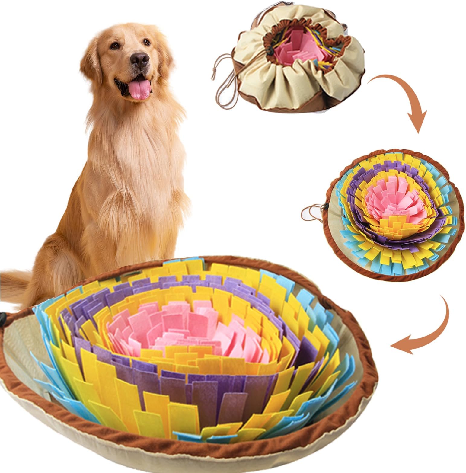IFOYO Pet Snuffle Mat, Stowed and Portable Dog Feeding Mat Small Dog Training Pad Pet Nose Work Blanket Non Slip Pet Activity Mat for Foraging Skill, Stress Release