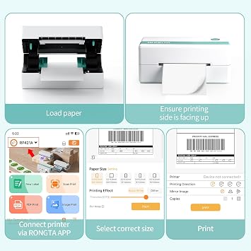 Rongta Thermal Shipping Label Printer, Bluetooth 4x6 Sticker Printer