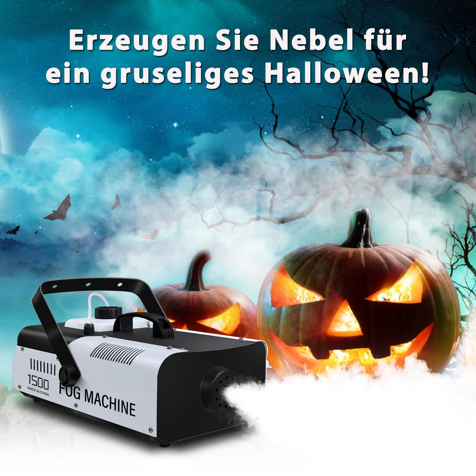 Telbum Nebelmaschine 1500 Watt Fernsteuerung Räuchermaschine 16000 CFM Fog Professionelle Fogger für DJ Bühne Party Hochzeit Events Halloween Weihnachten