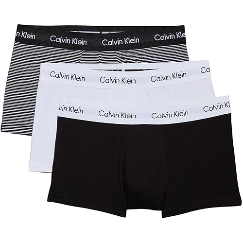 Calvin Klein Uomo Pantaloncini Boxer Vita Bassa Confezione da 3 Intimo, Multicolore (White/B&W Stripe/Black), L