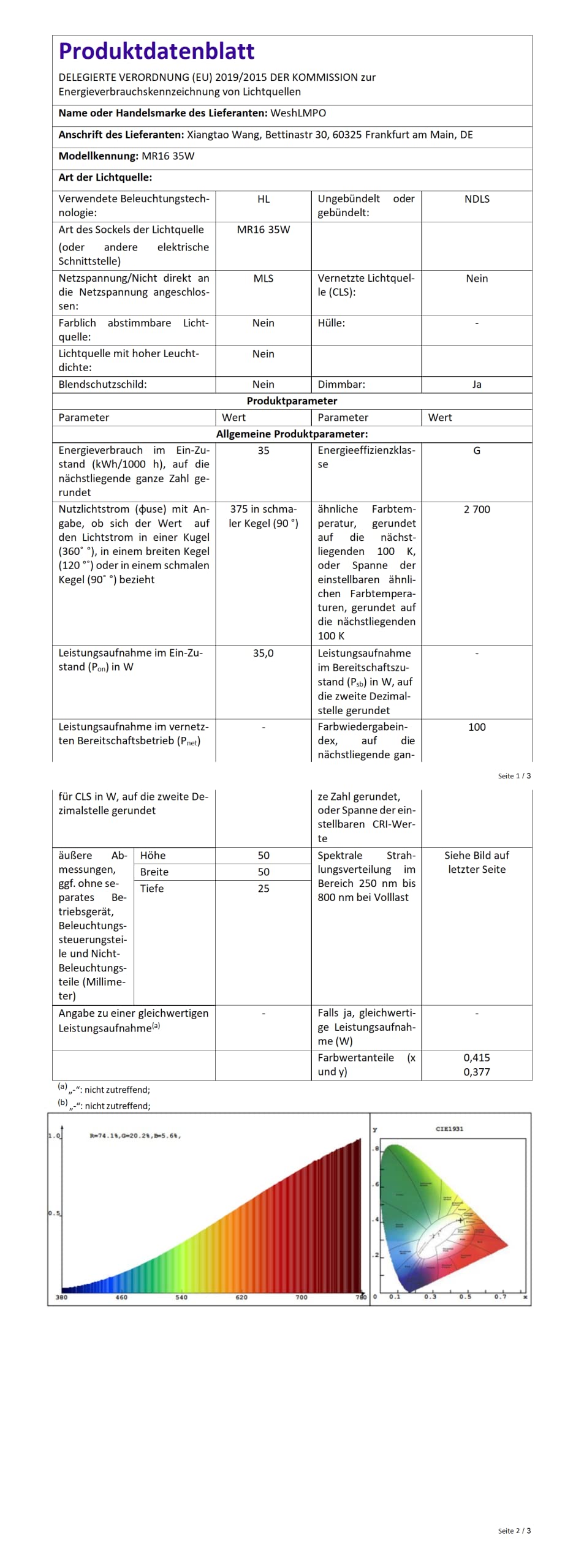 6x GU10 Halogen Lampen 35W - 2700K Warmweiß Dimmbar 230V