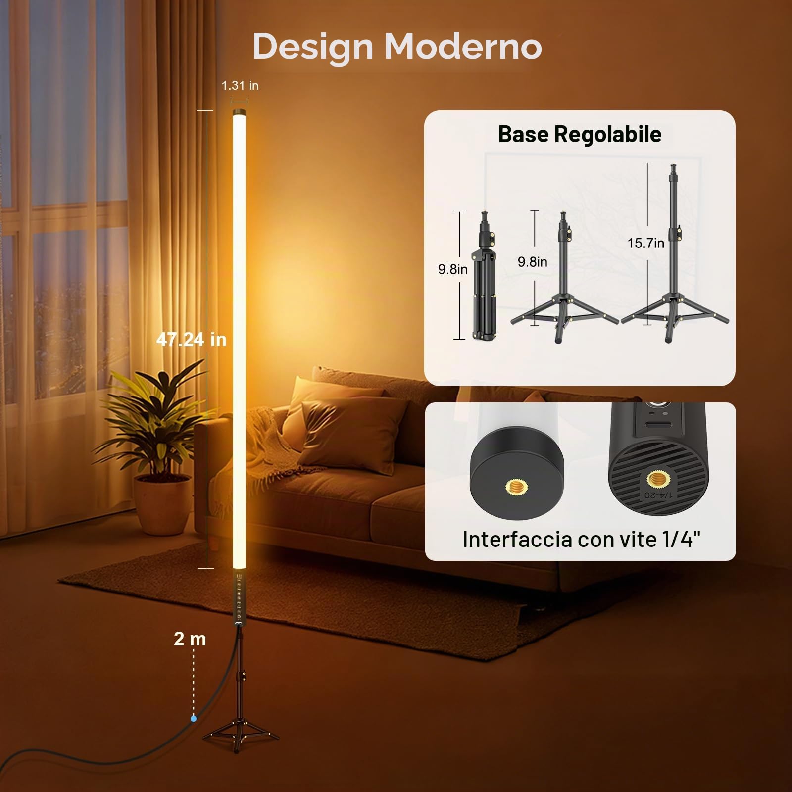 2 barre luce video LED portatile, stick luminoso luce led fotografia RGB LUXCEO Mood1Pro, dimmerabile e modalità musica, batteria da 5000 mAh, barra led RGB per YouTube,TikTok,streaming di giochi,bar