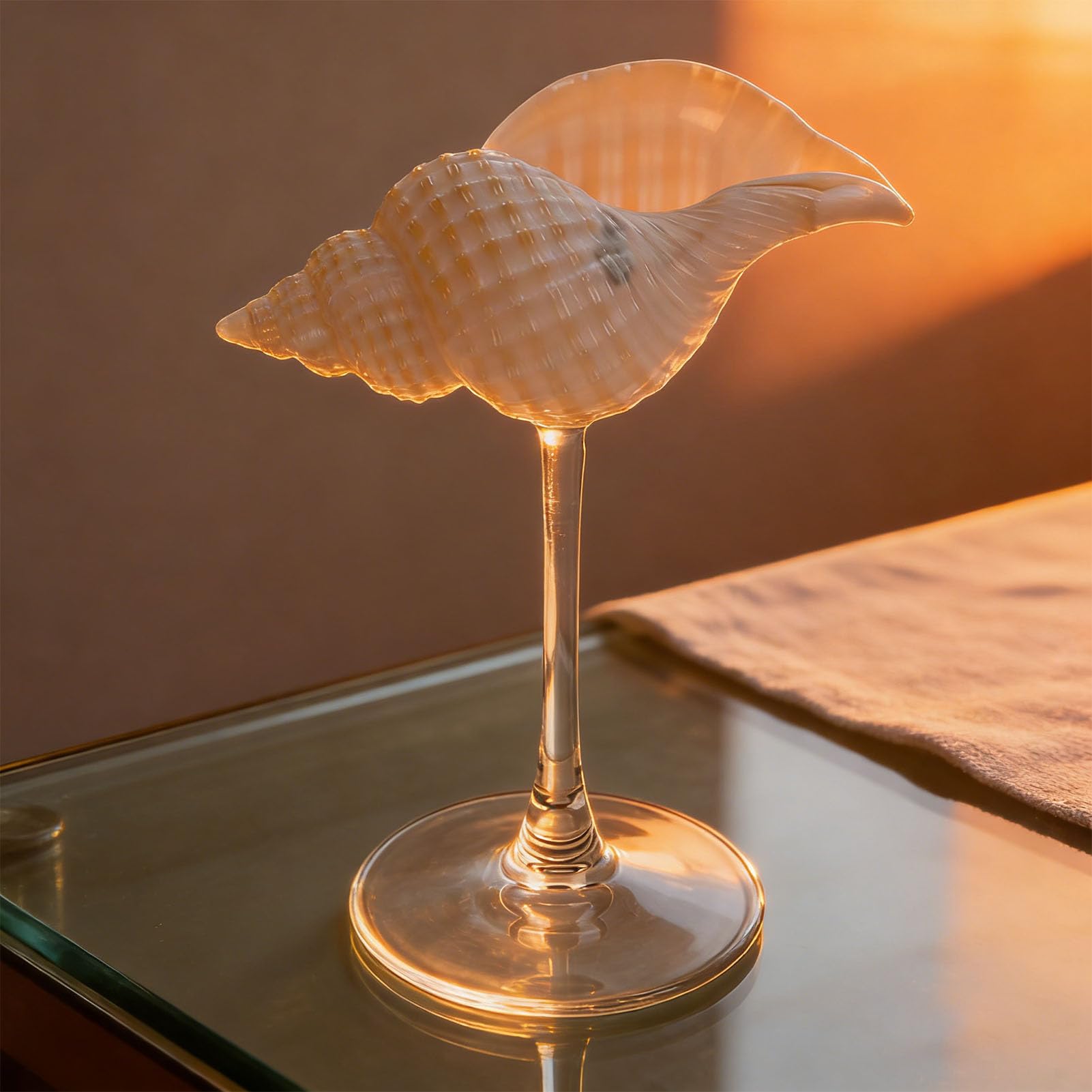 Fockety Verre à Vin en Coquillage, élégant, Unique et Créatif, pour Boissons à Cocktail, Verre à Pied en Coquille de Conque, Verres à Cocktail, Verres à Pied pour la Saint-Valentin, un (Style 3)