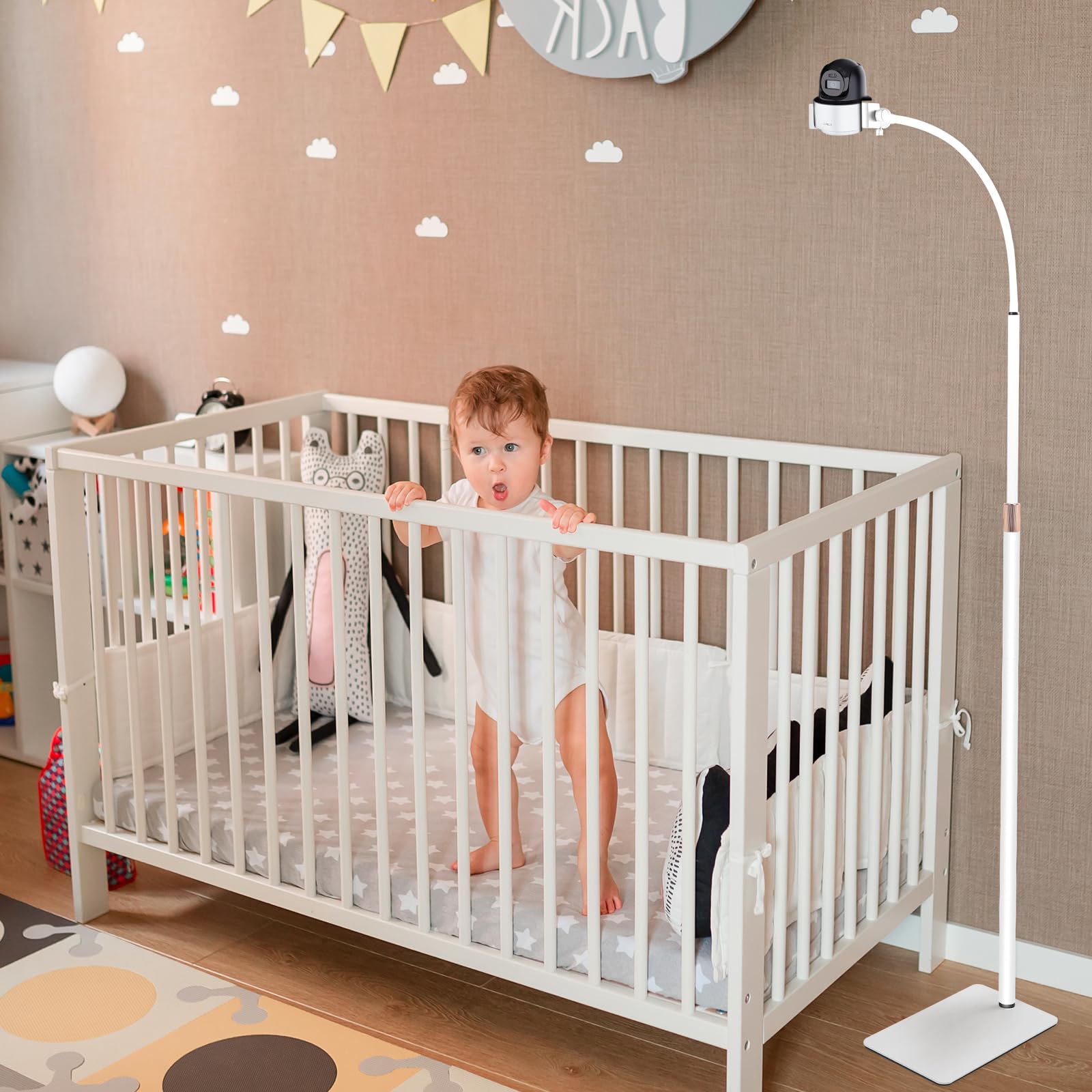 Supporto per baby monitor con filettatura da 1/4", 90 – 175 cm, altezza regolabile, supporto universale per fotocamera di sorveglianza, compatibile con monitor/telecamera di sicurezza