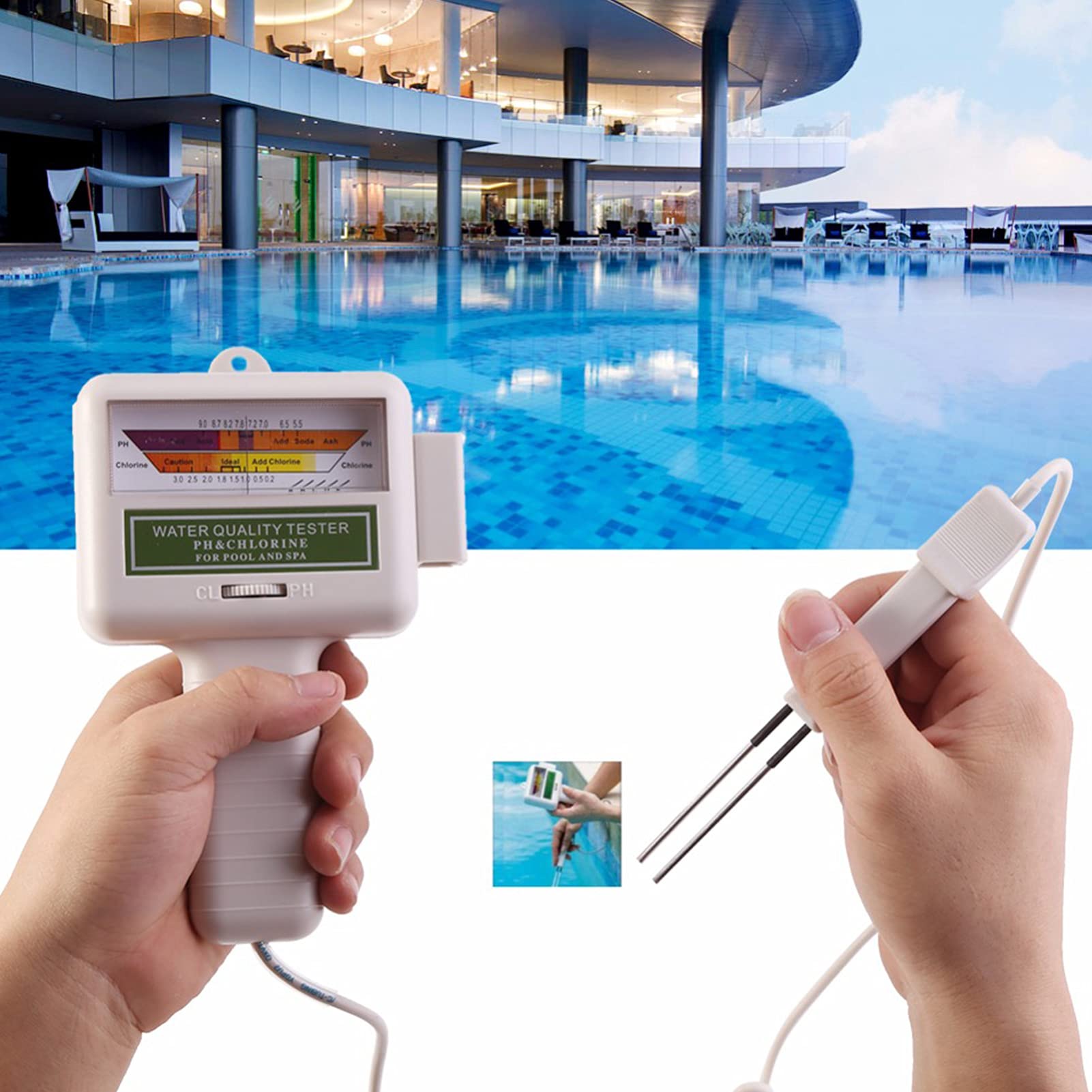 IUPPA PC101 PH Meter Water Quality Tester PH/CL2 Meter CL2 Chlorine Tester Water Detector for Swimming Pool Spa Aquarium PH Test Tool for Water