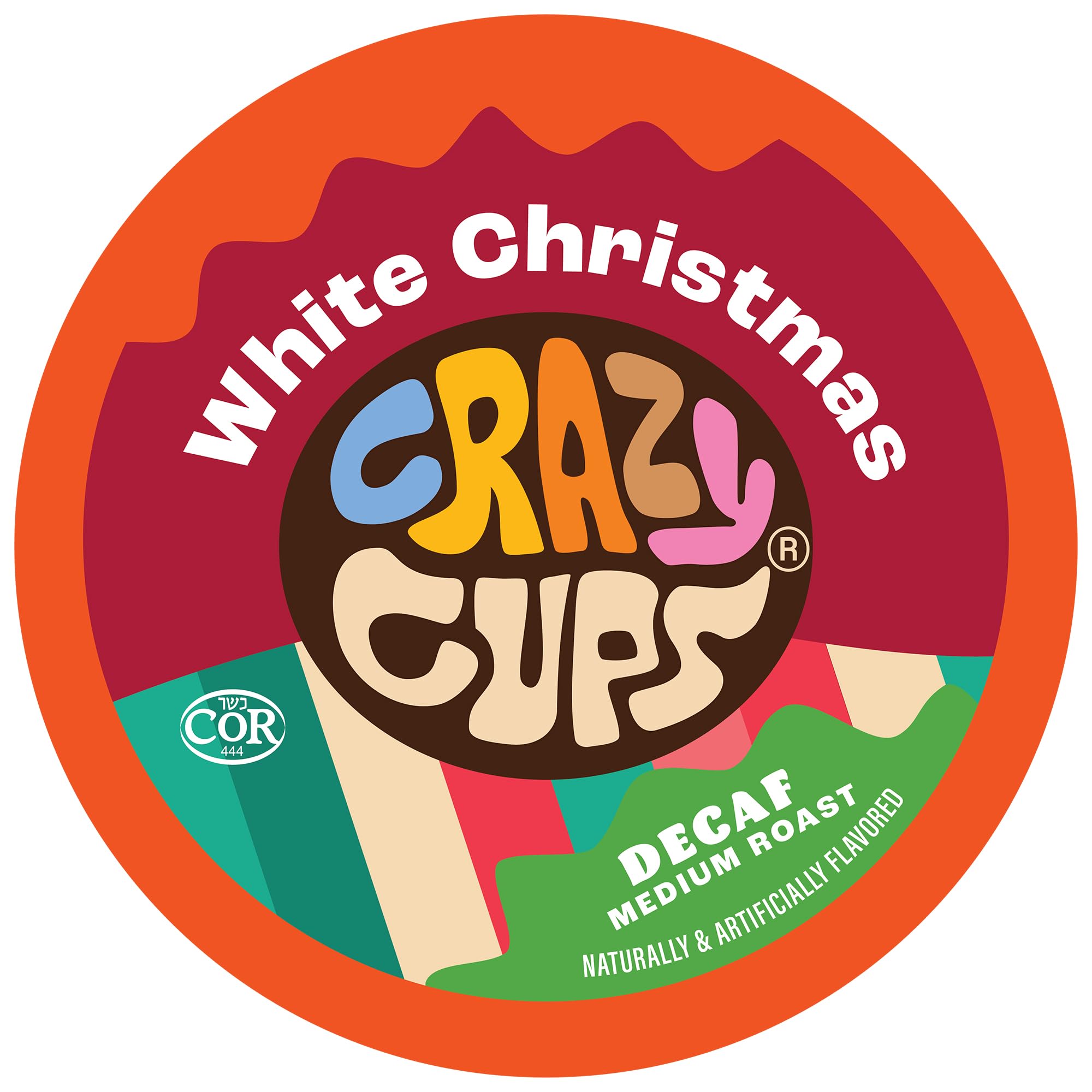 Crazy Cups Decaf White Christmas Flavored Coffee Pods, Decaf Holiday Coffee, Single Serve for Keurig K Cups Machines, Medium Roast, 22 Count