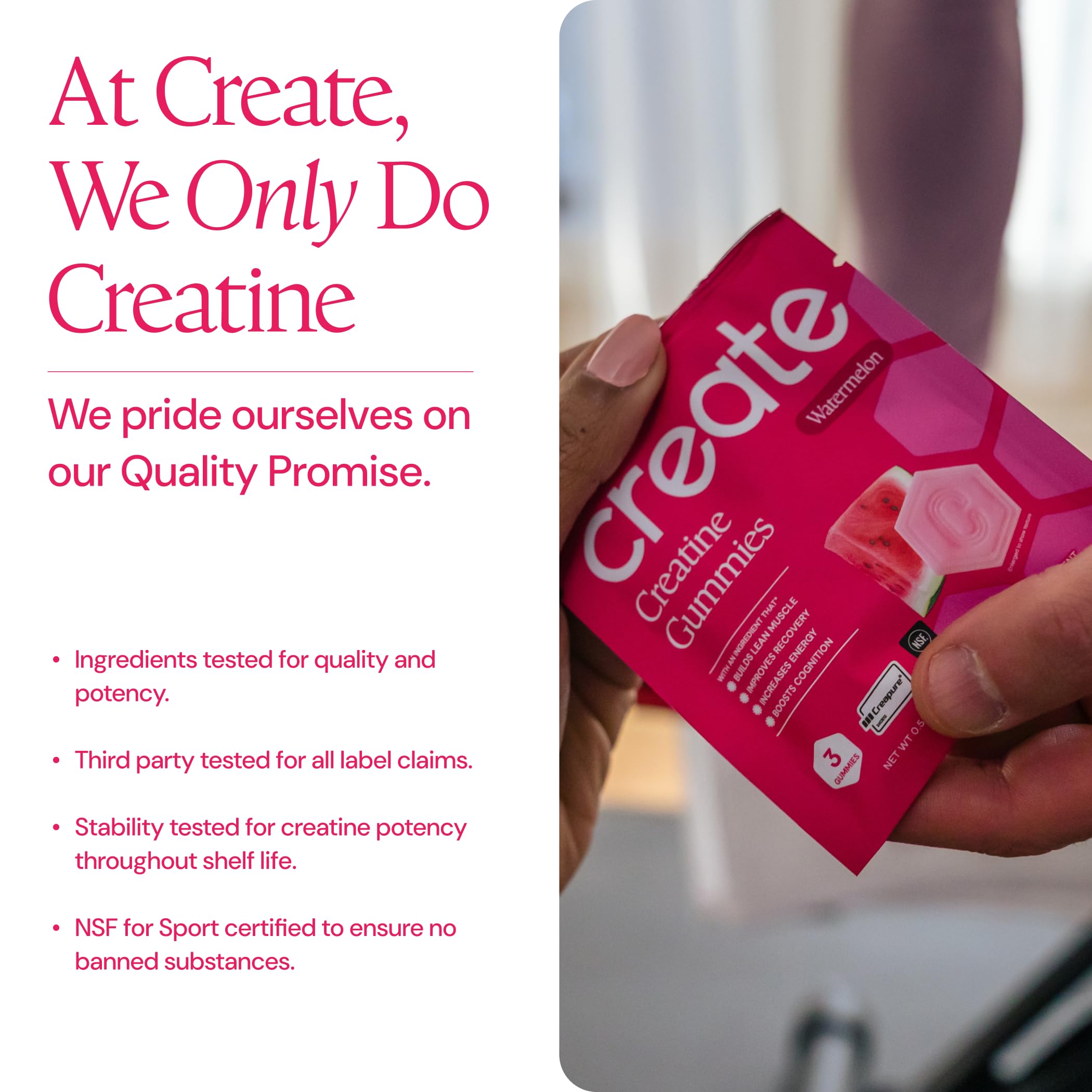 Create Creatine Monohydrate Gummies, 30 Single-Serve Packs, Watermelon — Amazon image 5