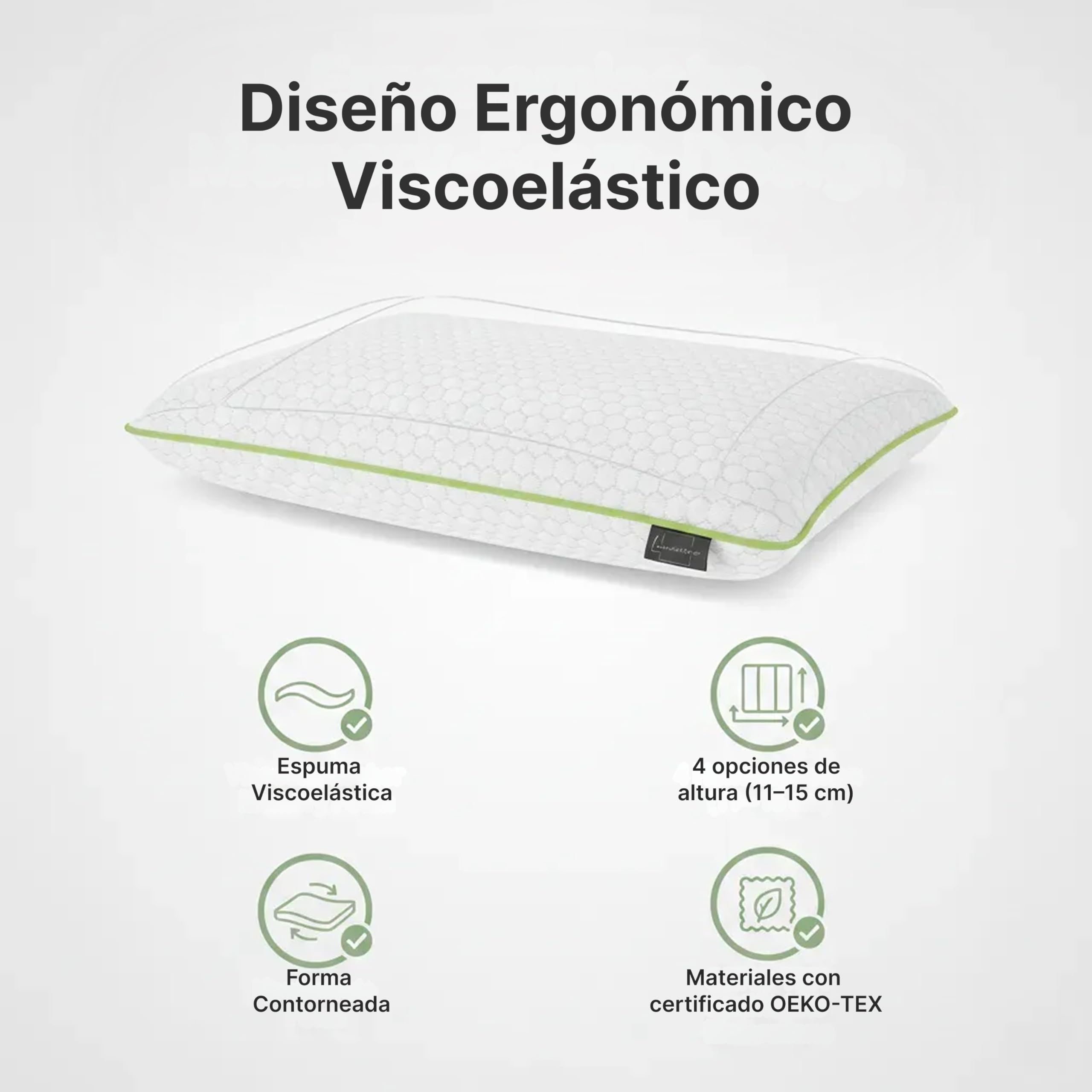 Limarmo Almohada Ergonómica De Espuma Viscoelástica Y Gel, 4 Alturas Ajustables, para Dormir De Lado Y Boca Arriba (71 x 42 x 13 cm)
