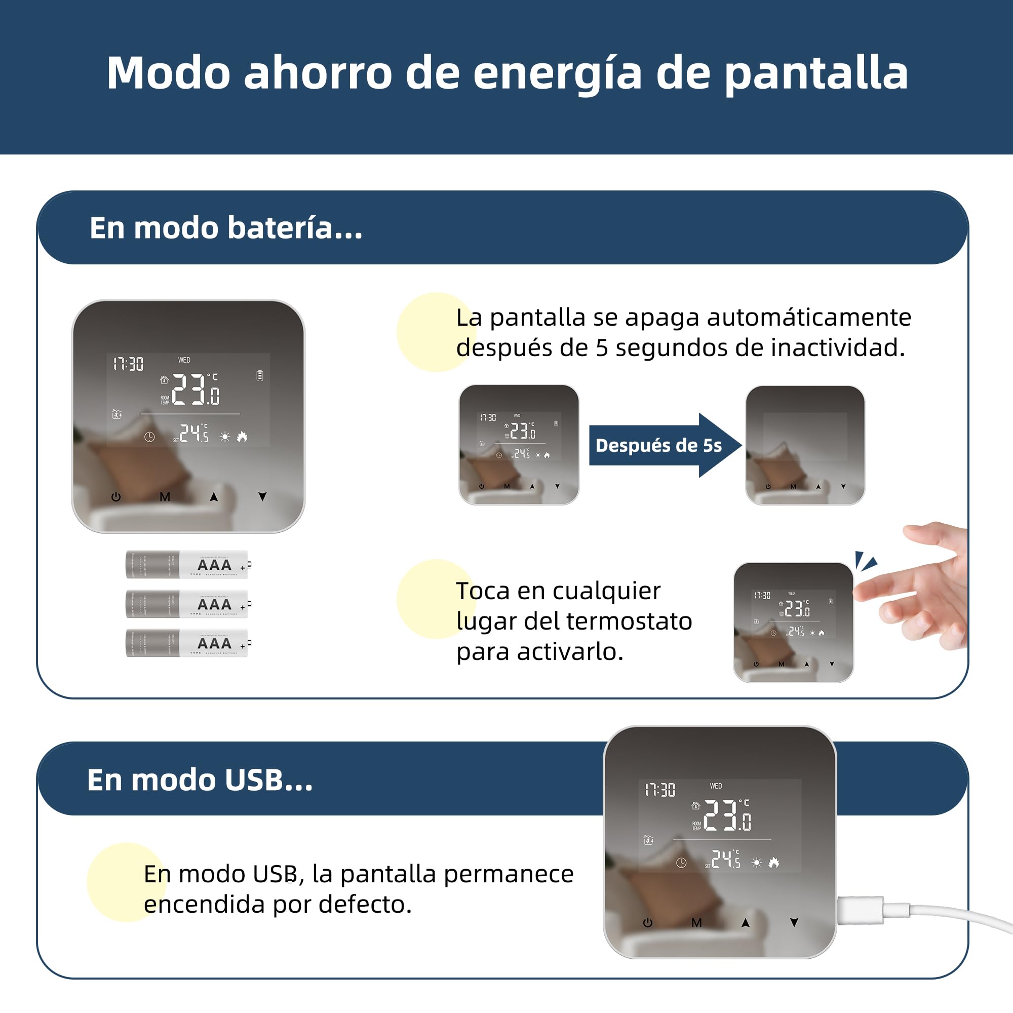 Termostato de batería de 2 Hilos para calderas de Gas, termostato programable Diario, cronotermostato Manual de Ambiente de Pared, batería de 3A no incluida R8W Sin WiFi