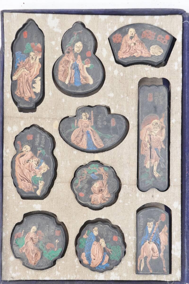 中国墨人形 人形墨 古墨 置物