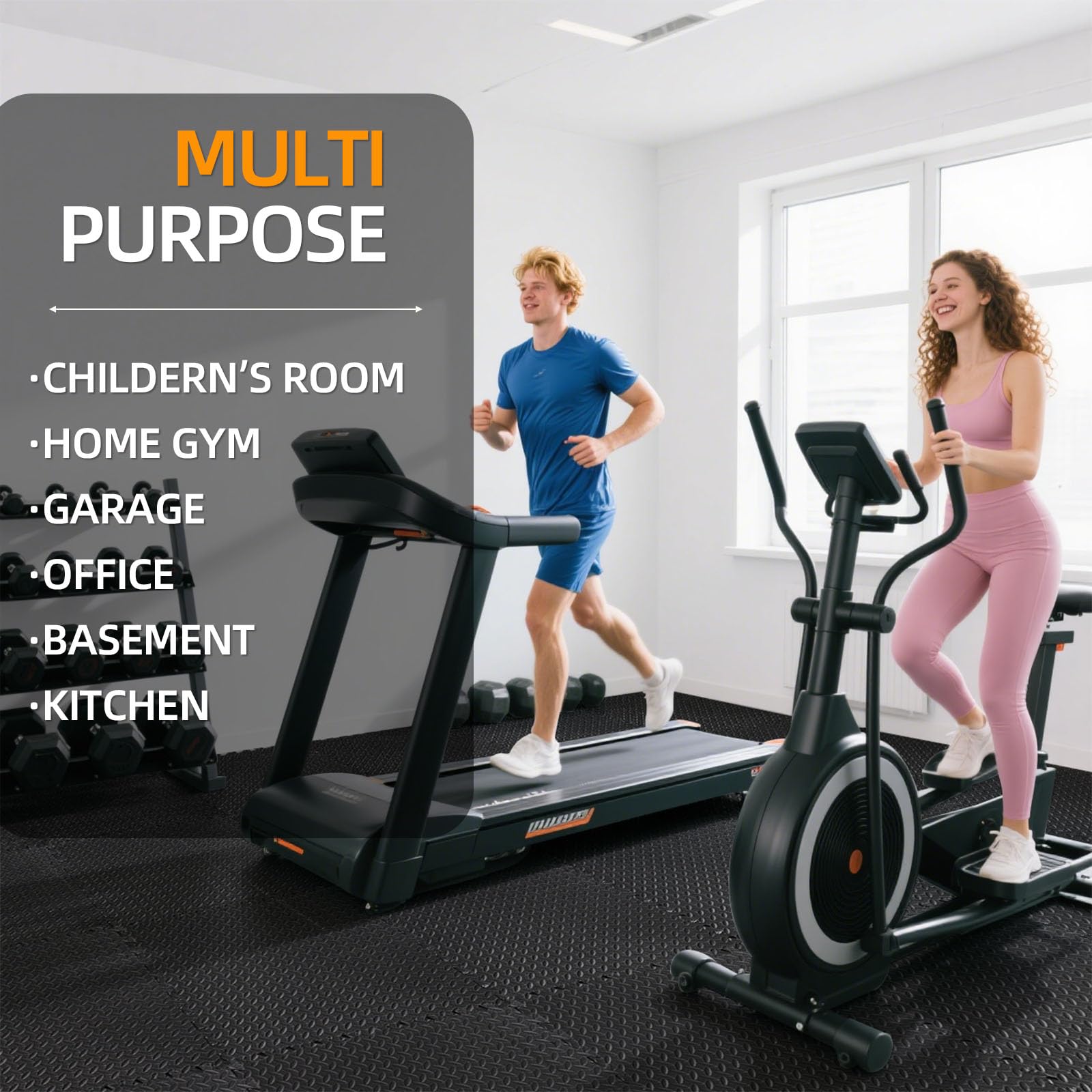 Bodenschutzmatte Puzzlematte 60x60 cm 24/48 Stücke Fitnessmatte Anti-Rutsch Unterlegmatte Trainingsmatte für Fitnessgeräte Heimstudio Garage
