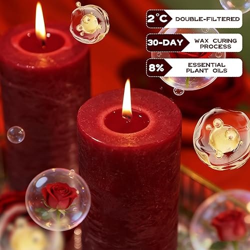 Miniatura 3 de Vela romántica perfumada de rosa 2.8 x 6 pulgadas, 75 horas de combustión, vela perfumada de rosa roja texturizada para mujeres, vela de